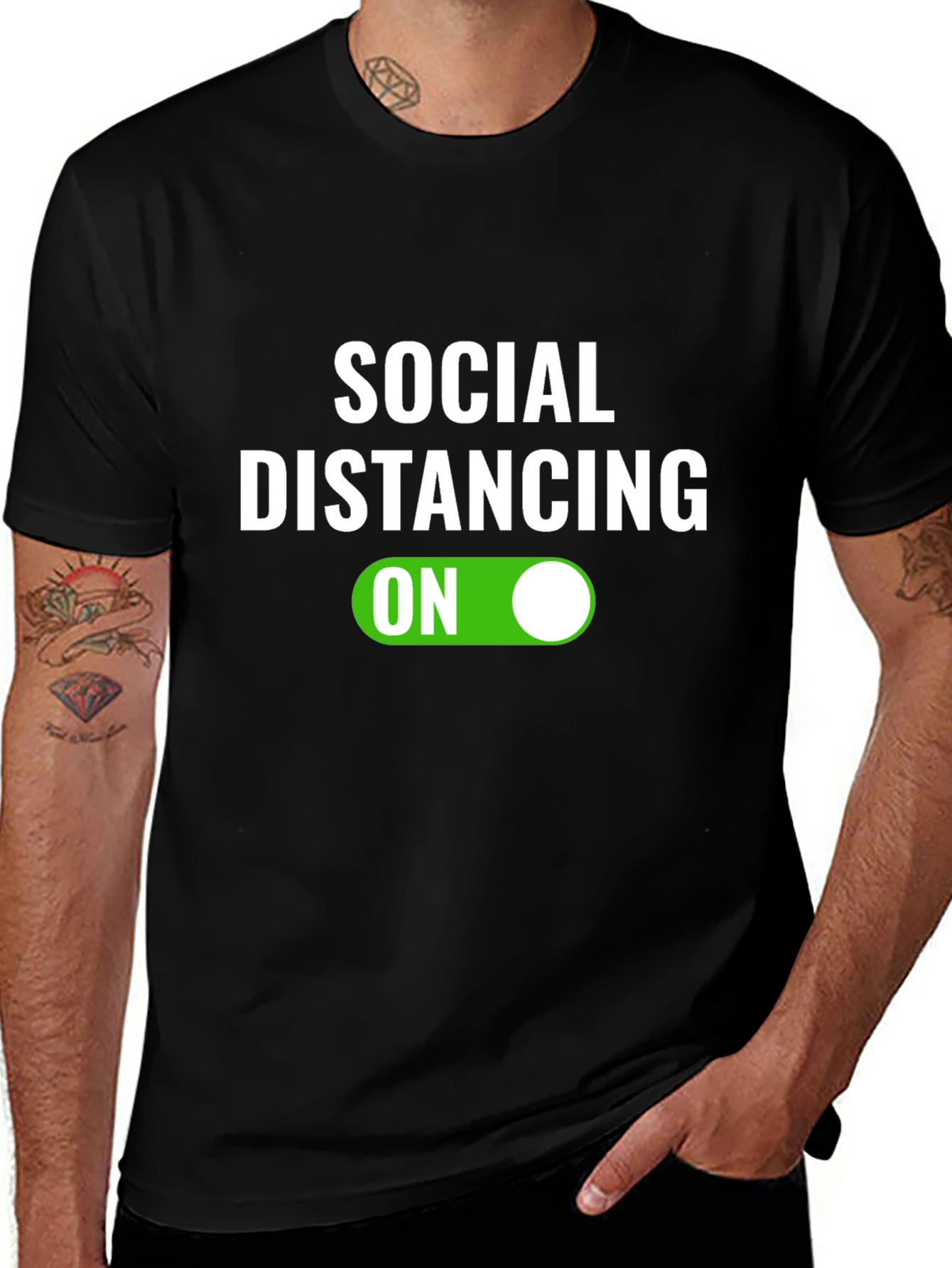 Social Distancing ON T-Shirt - Funny Graphic Tee