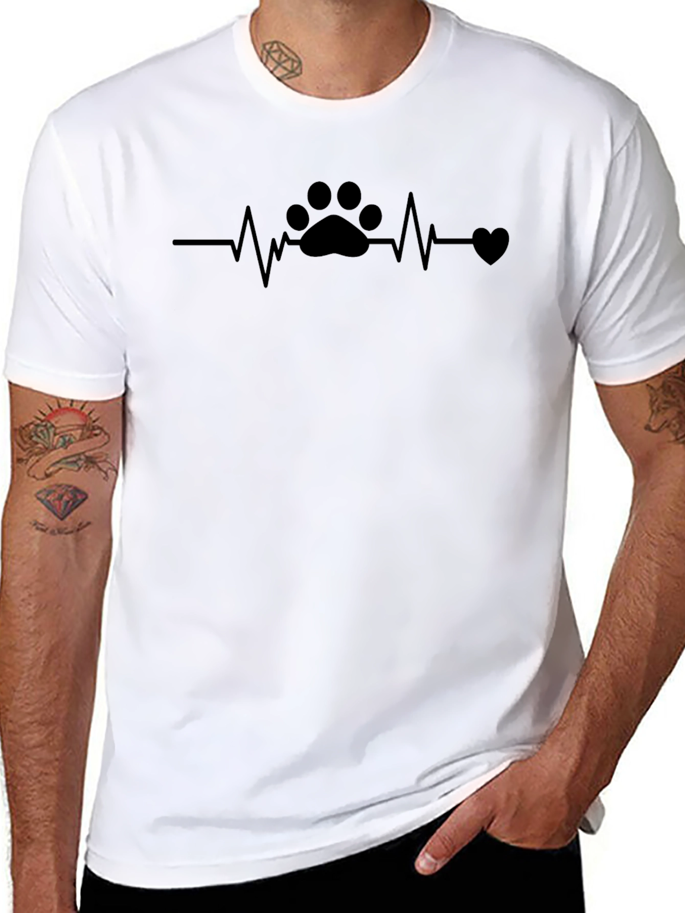 Heartbeat Paw Print T-Shirt – Dog & Cat Lover Graphic Tee Gift