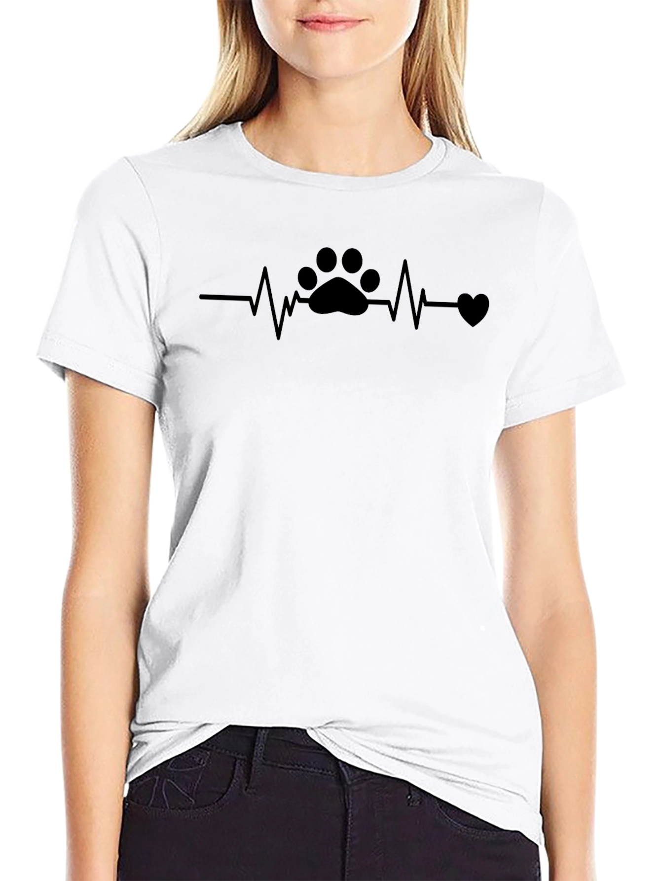 Heartbeat Paw Print T-Shirt – Dog & Cat Lover Graphic Tee Gift