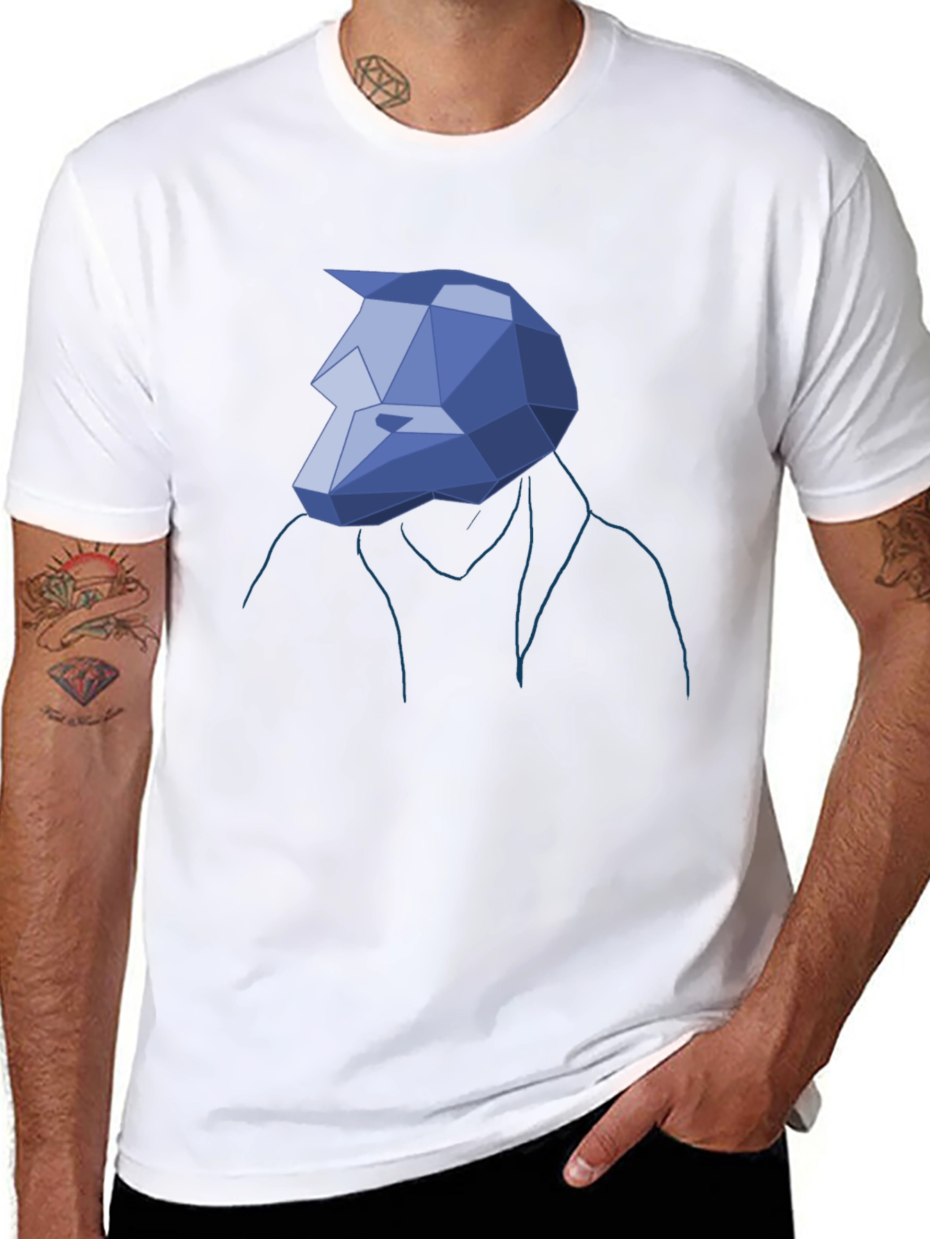 Geometric Wolf Head Tee - Unique Graphic T-Shirt