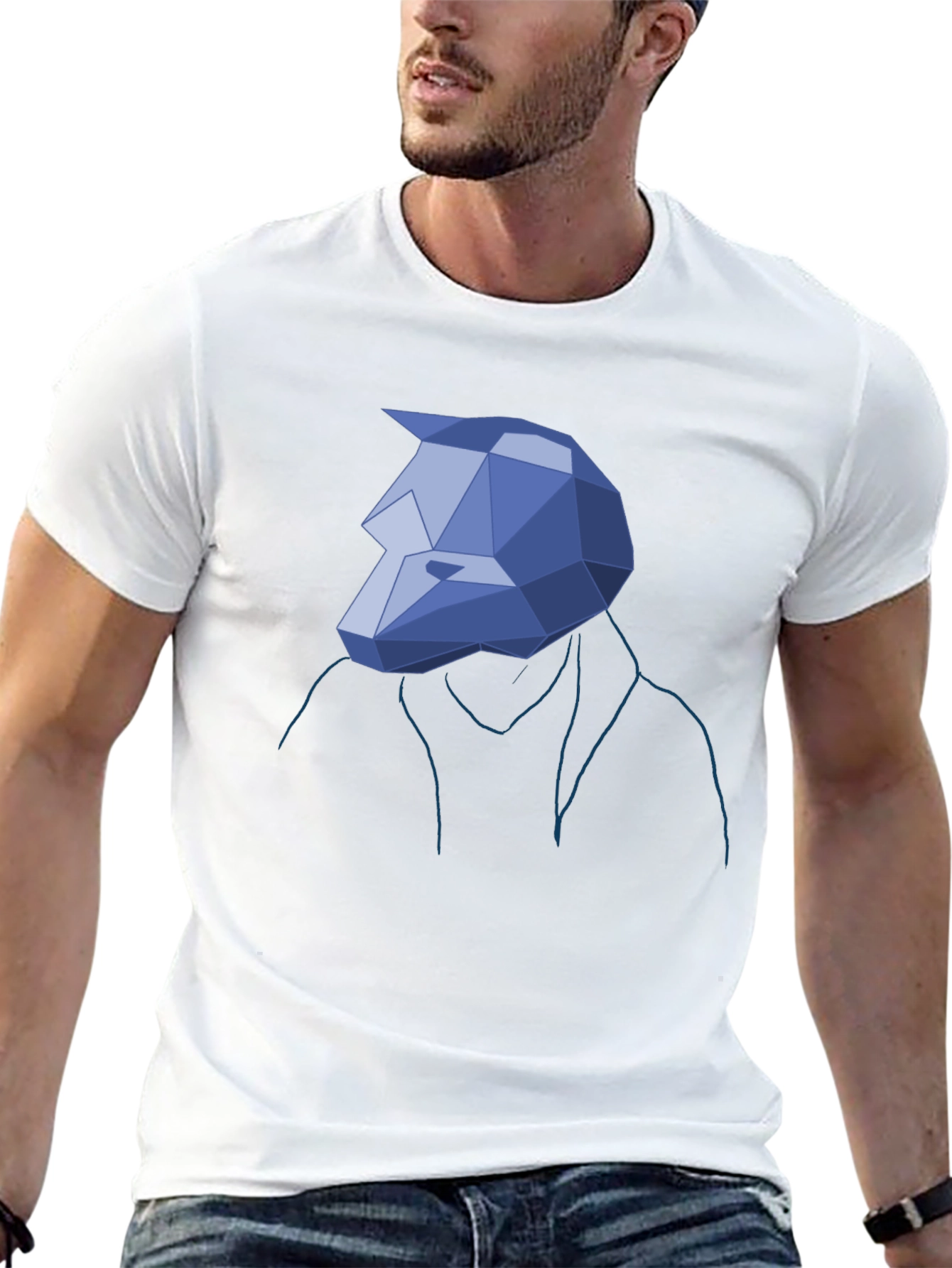 Geometric Wolf Head Tee - Unique Graphic T-Shirt