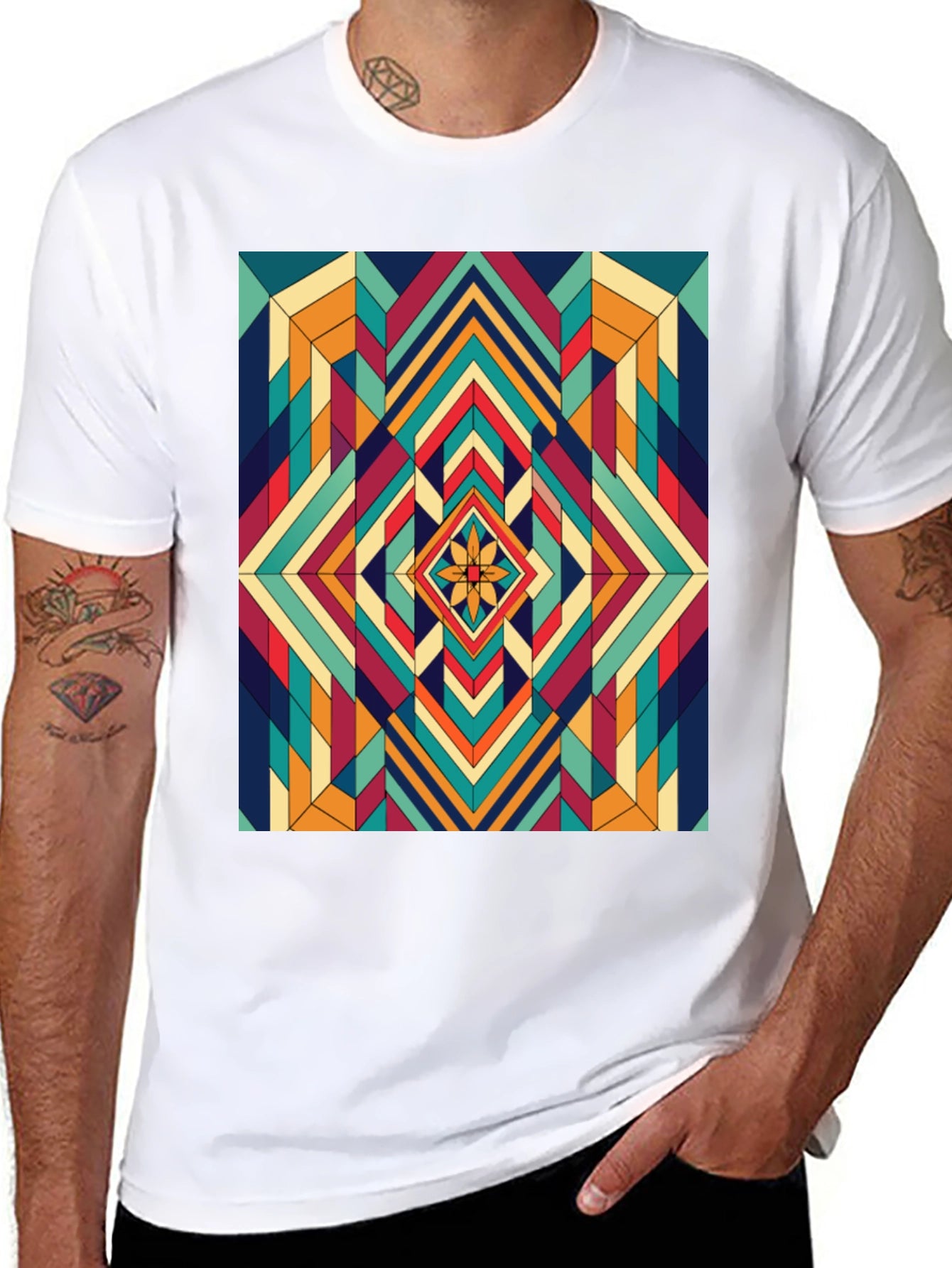 Geometric Diamond Pattern T-Shirt