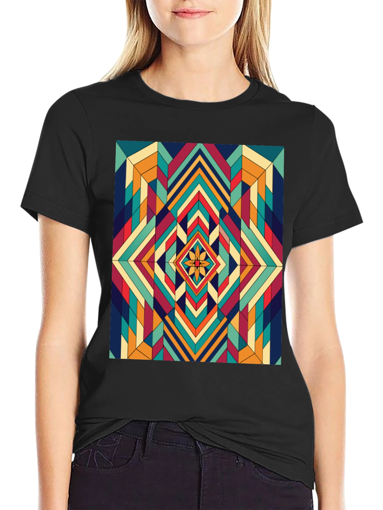 Geometric Diamond Pattern T-Shirt