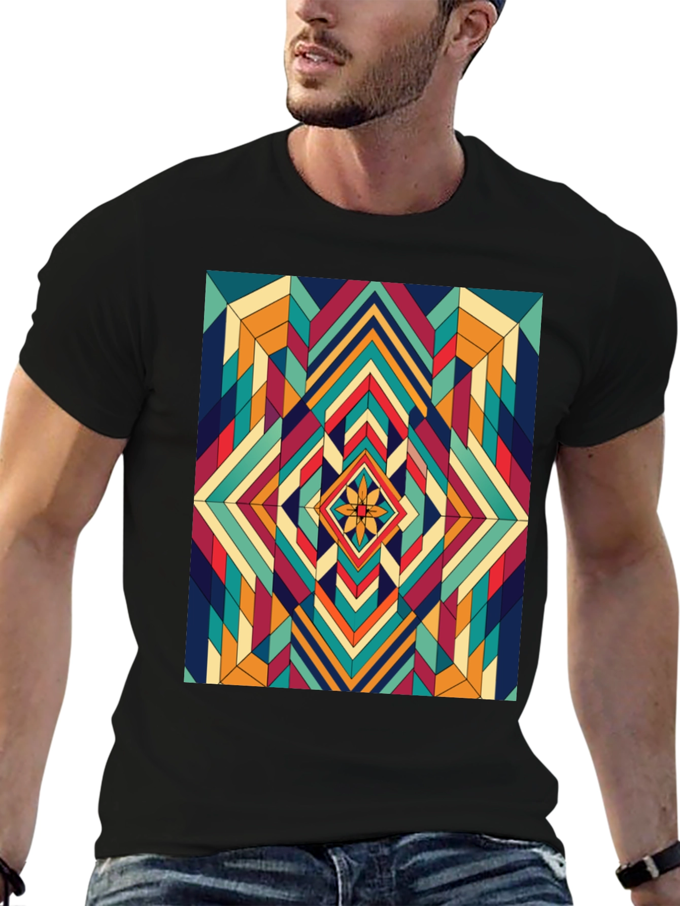 Geometric Diamond Pattern T-Shirt