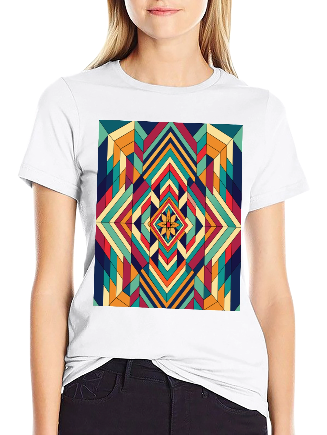 Geometric Diamond Pattern T-Shirt