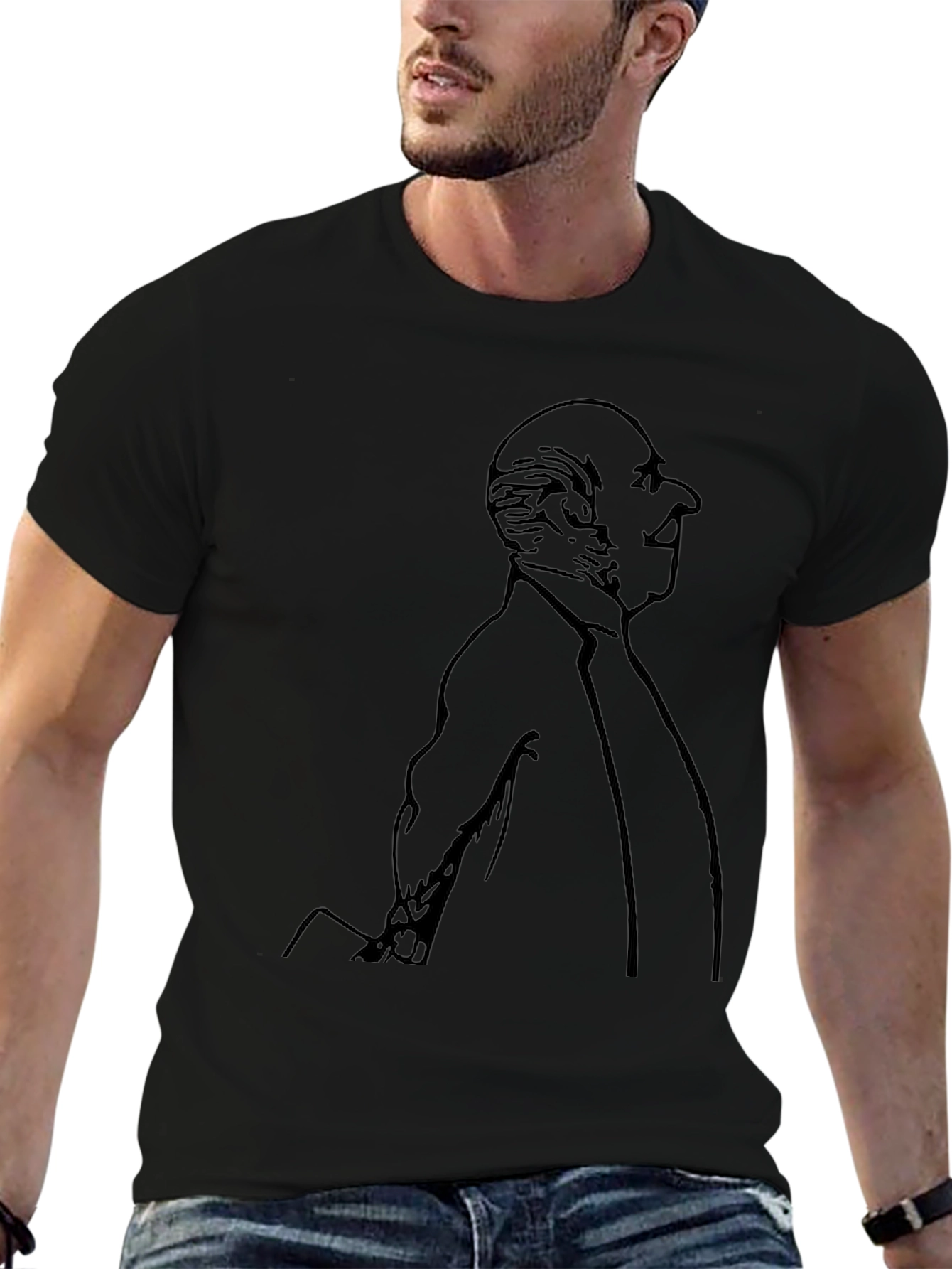 Gentleman Portrait Graphic Tee - Black