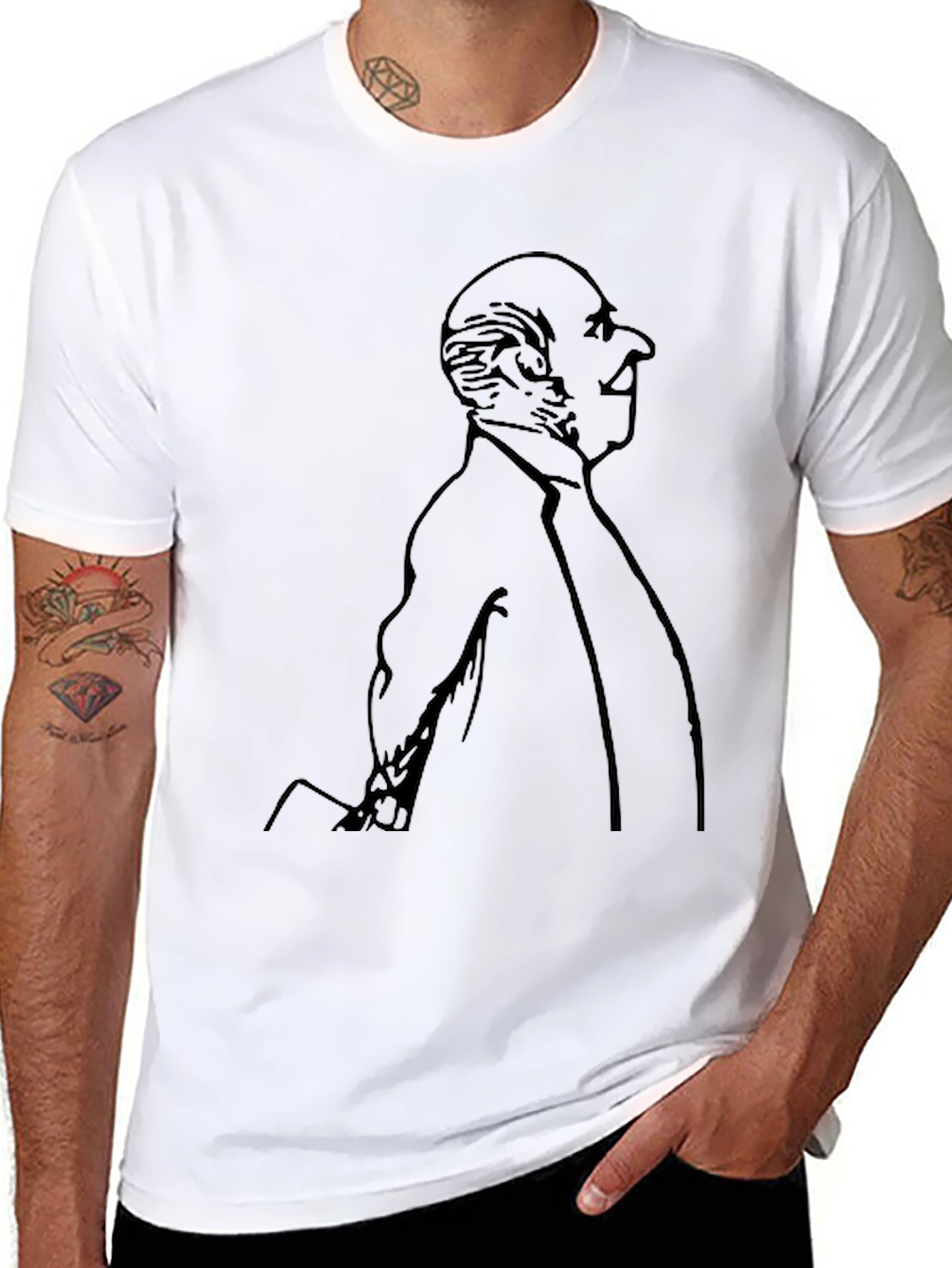 Gentleman Portrait Graphic Tee - Black