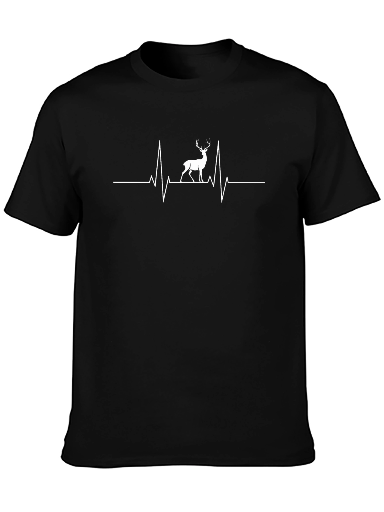 Deer Heartbeat Graphic T-Shirt - Black
