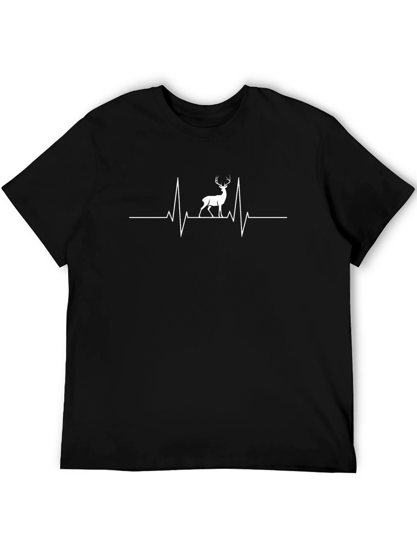 Deer Heartbeat Graphic T-Shirt - Black