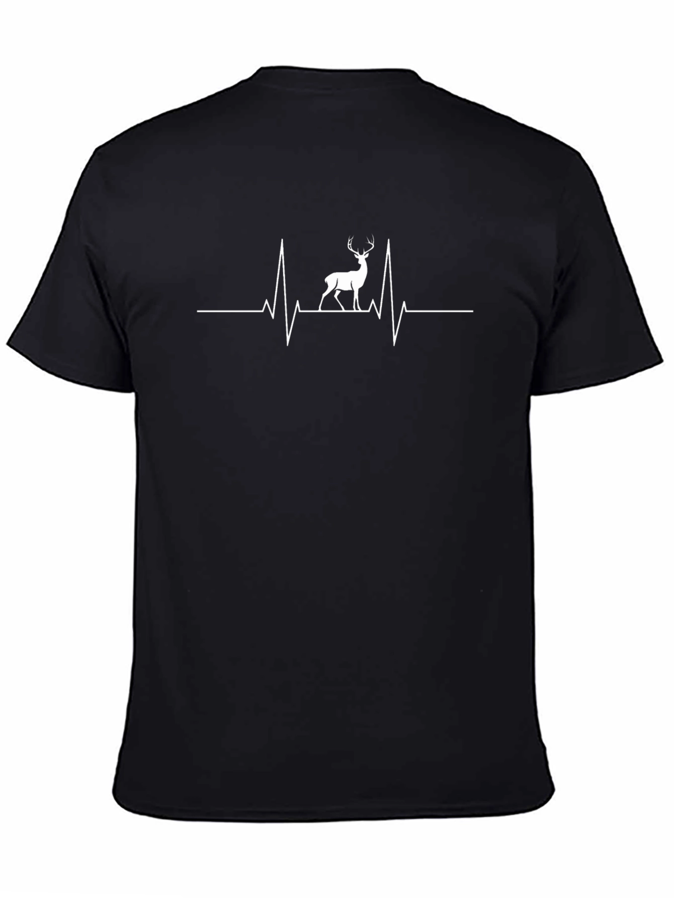 Deer Heartbeat Graphic T-Shirt - Black
