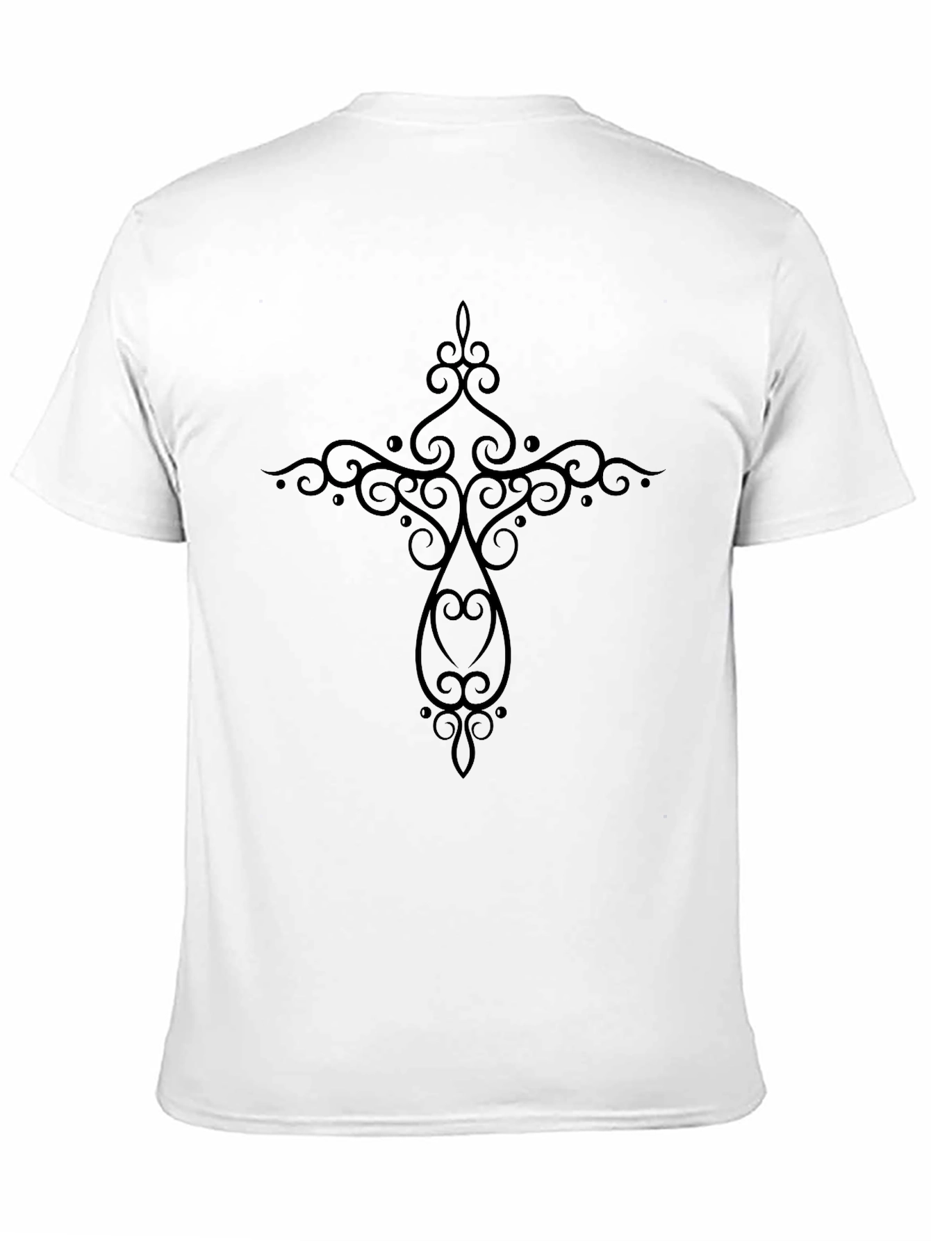Elegant Cross Design Black T-Shirt