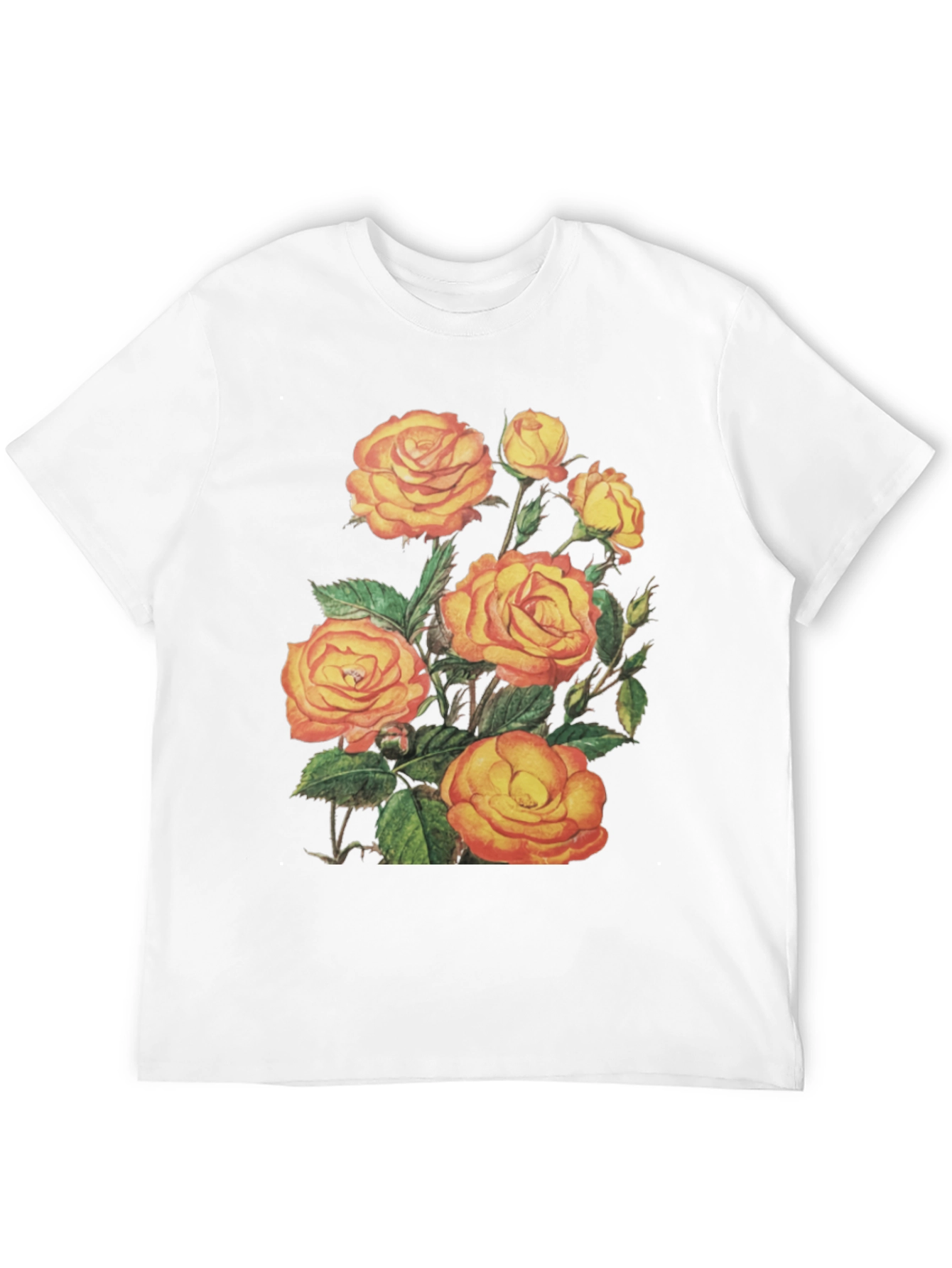 Floral Roses Graphic Tee - Mens Black T-Shirt
