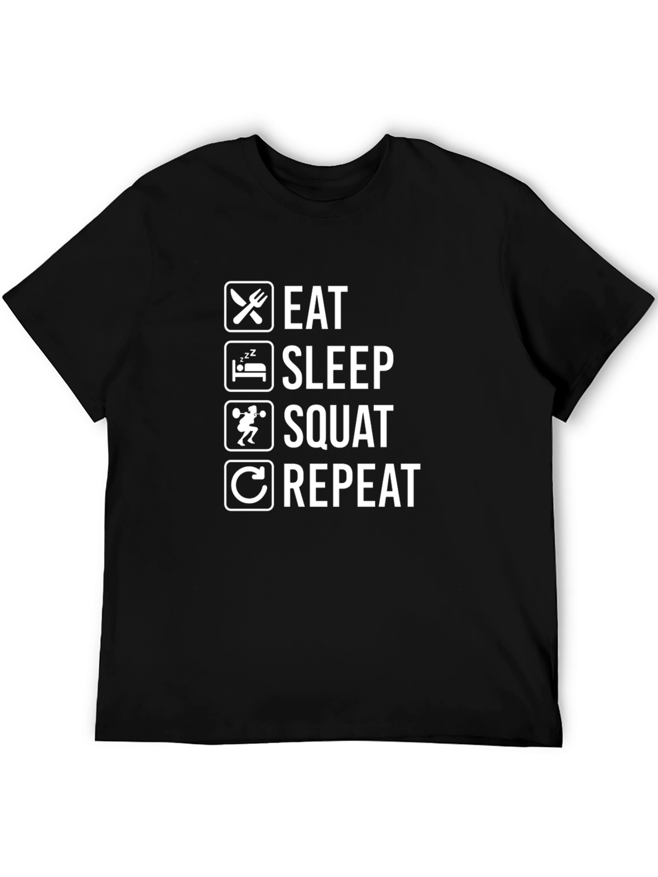 Eat Sleep Squat Repeat Black T-Shirt