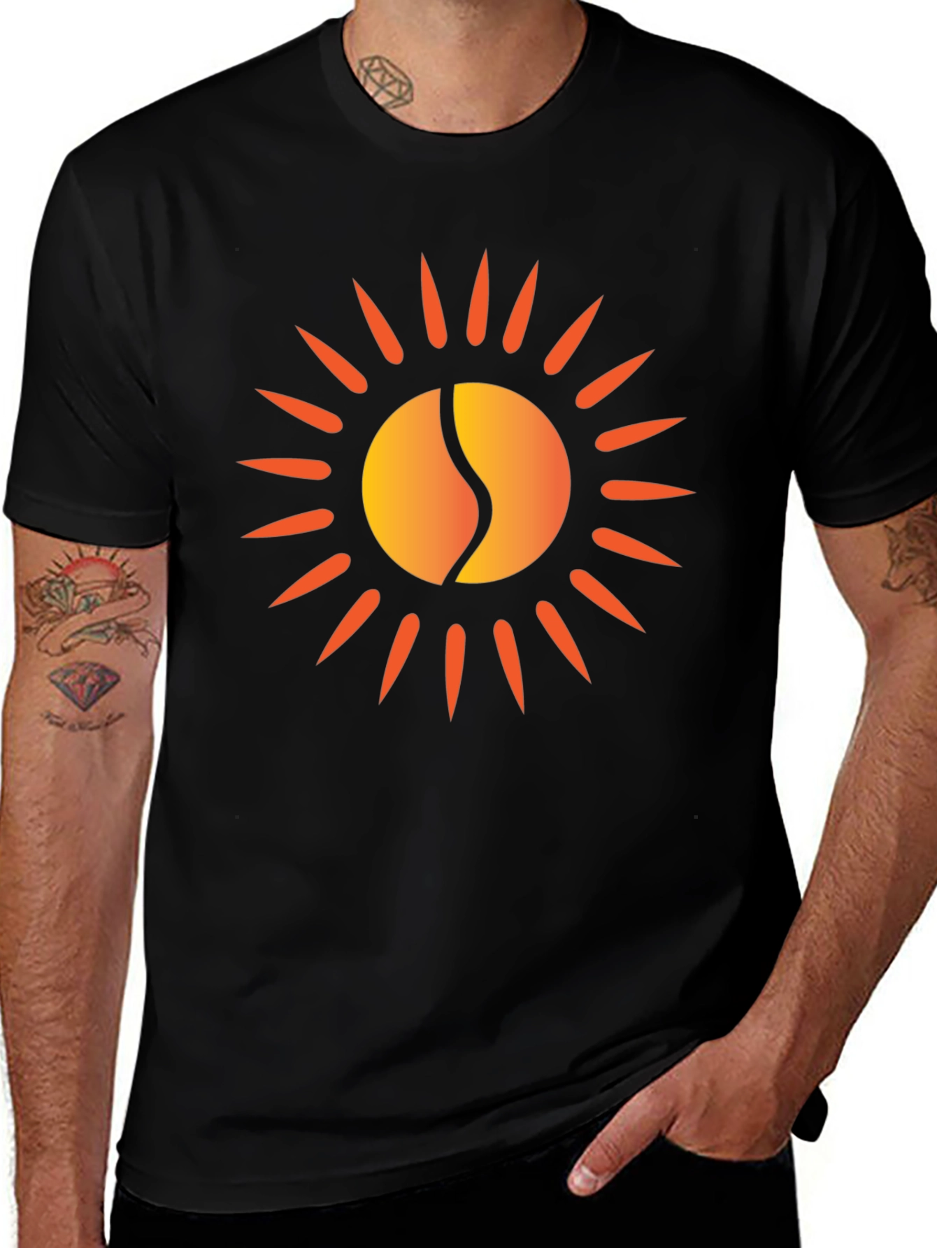 Sun Graphic Tee - Modern Black T-Shirt