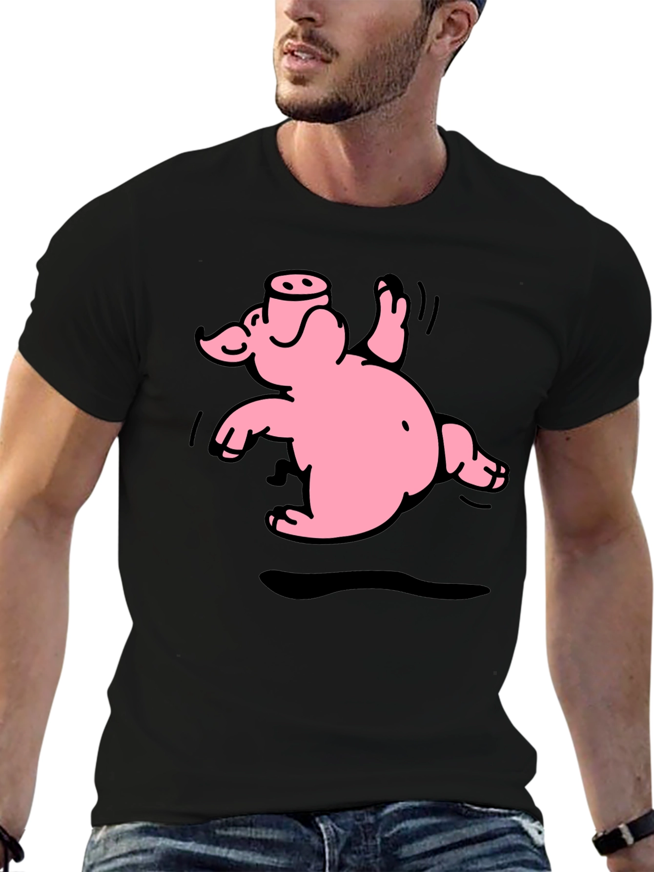 Funny Pig Graphic T-Shirt - Black
