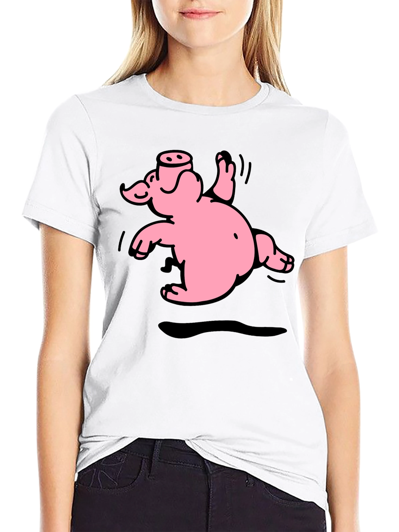 Funny Pig Graphic T-Shirt - Black