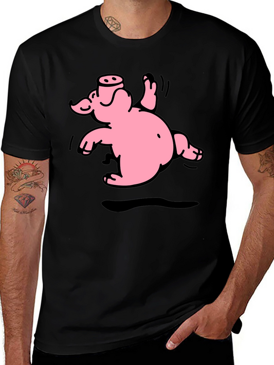 Funny Pig Graphic T-Shirt - Black