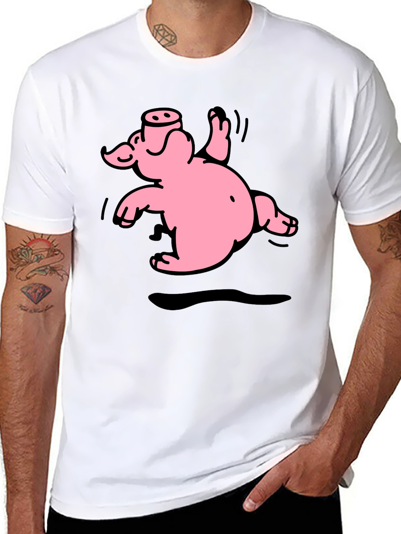 Funny Pig Graphic T-Shirt - Black