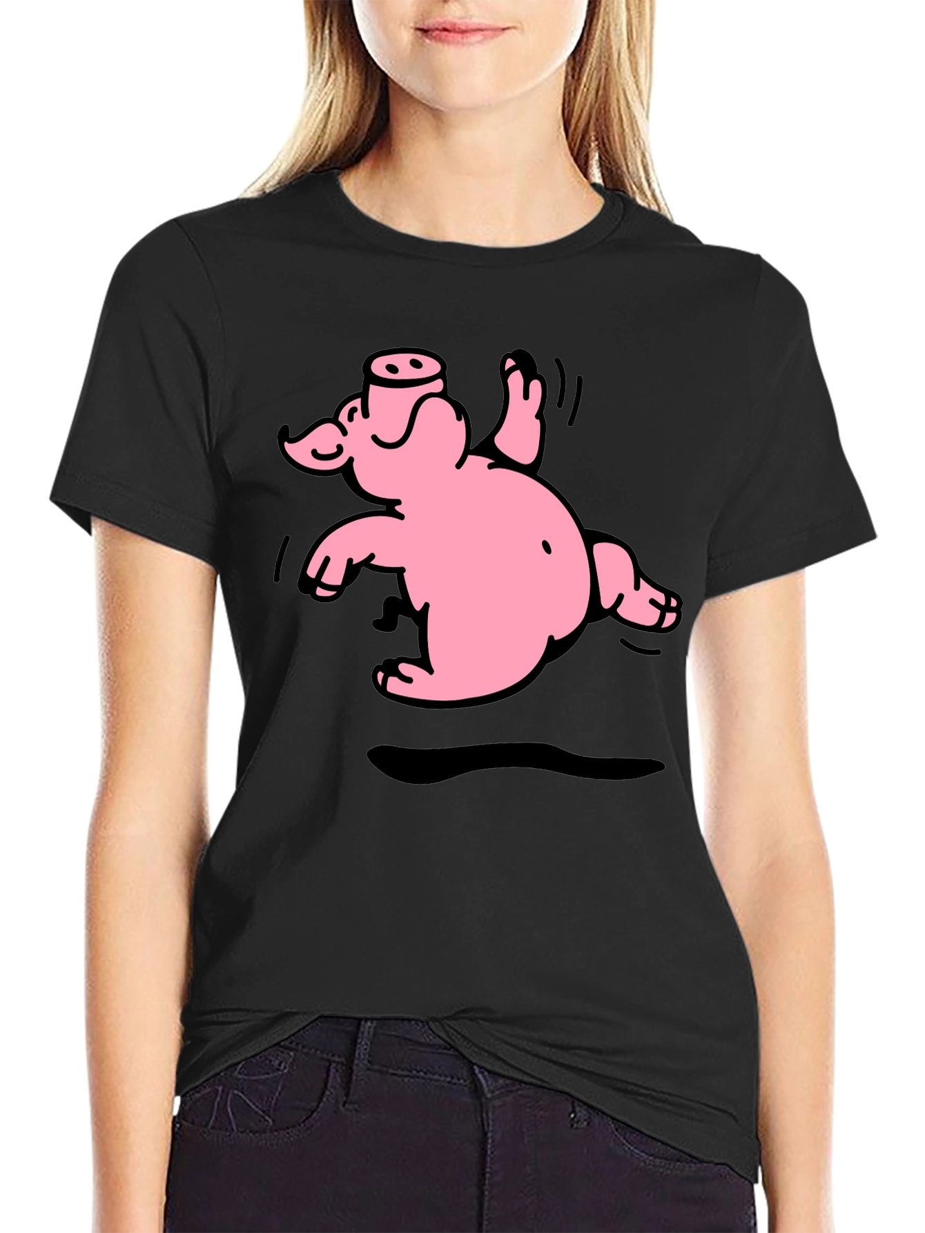 Funny Pig Graphic T-Shirt - Black