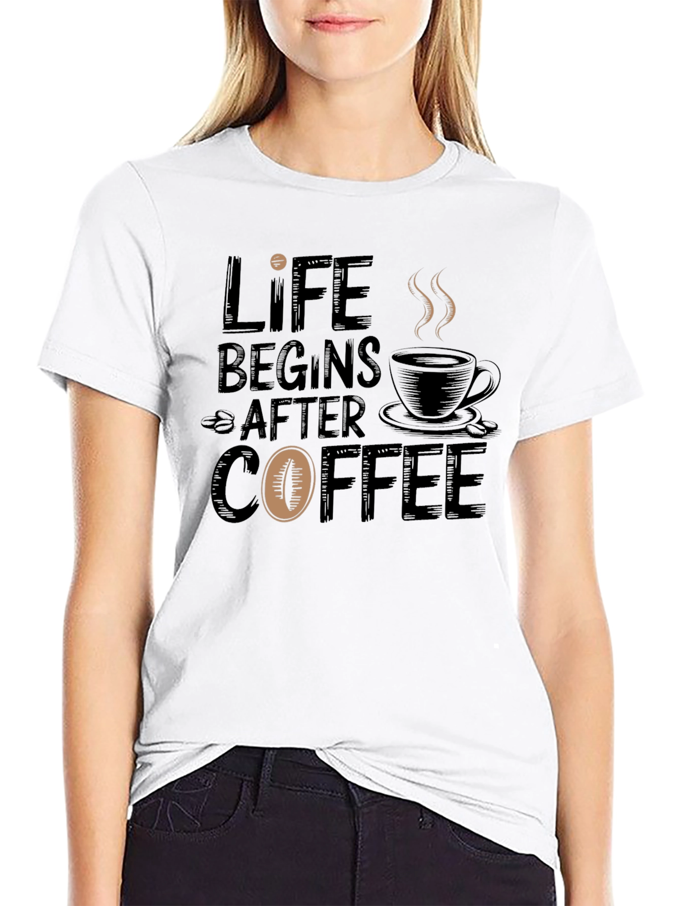 Life Begins After Coffee T-Shirt - Black