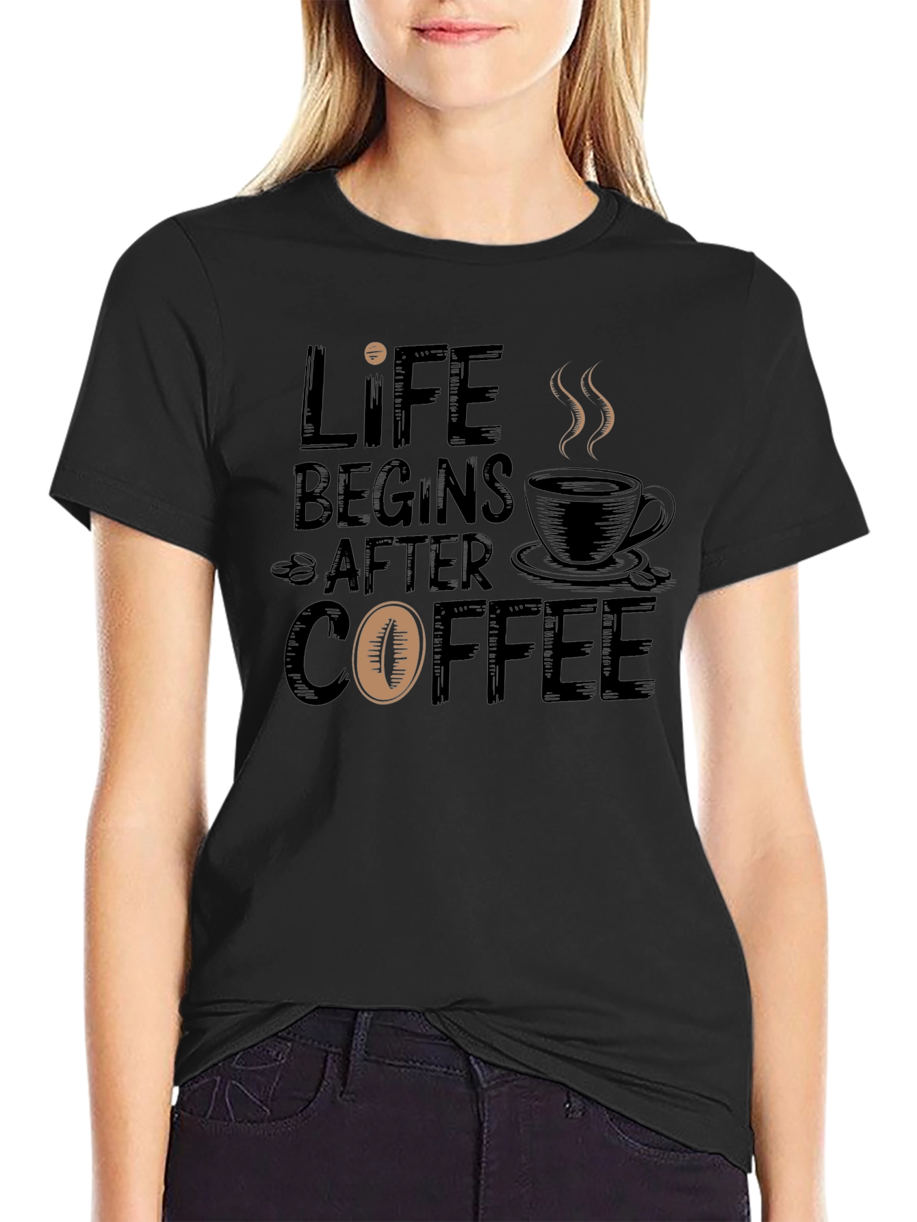 Life Begins After Coffee T-Shirt - Black