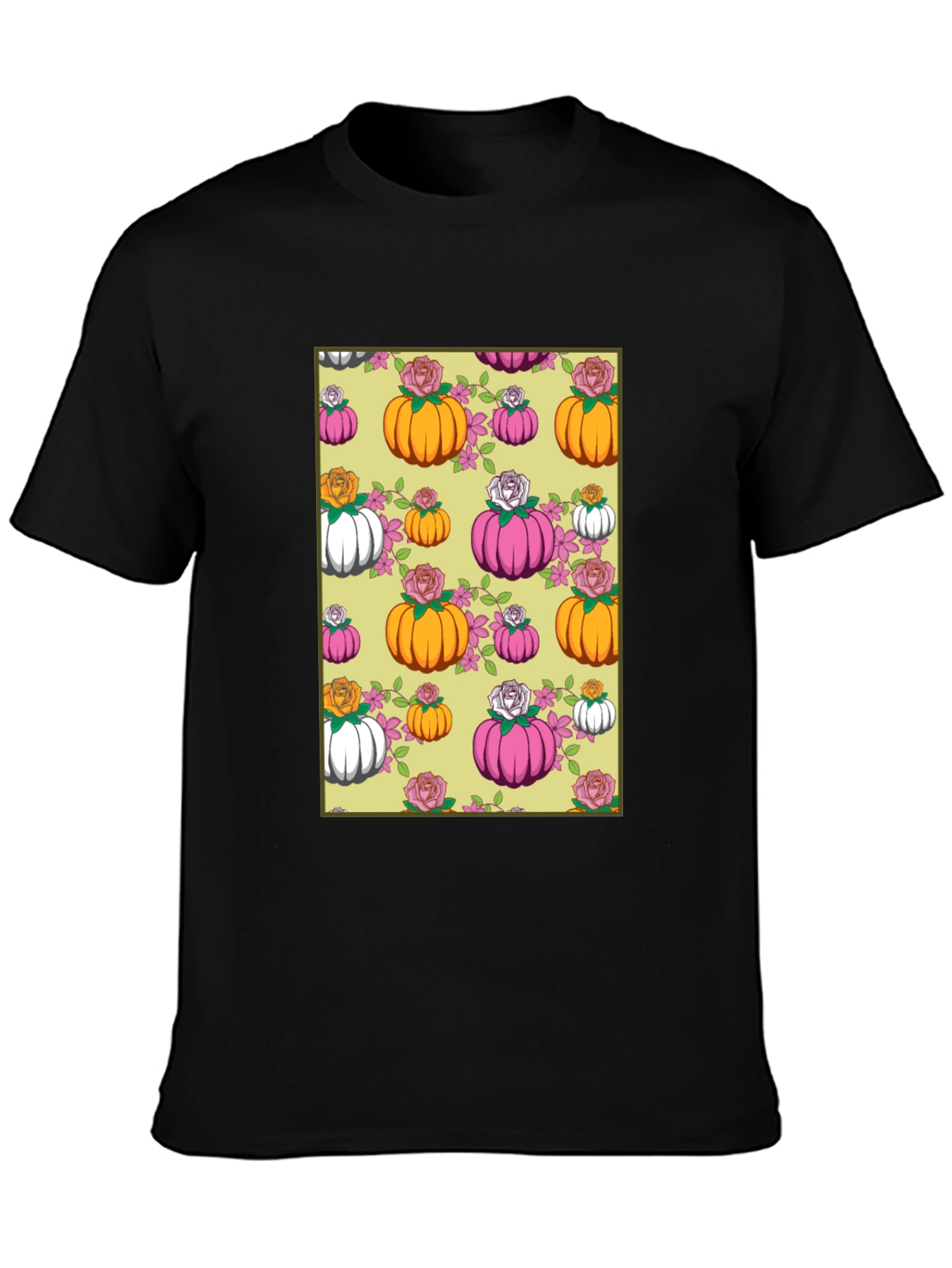 Pumpkin & Rose Patterned T-Shirt