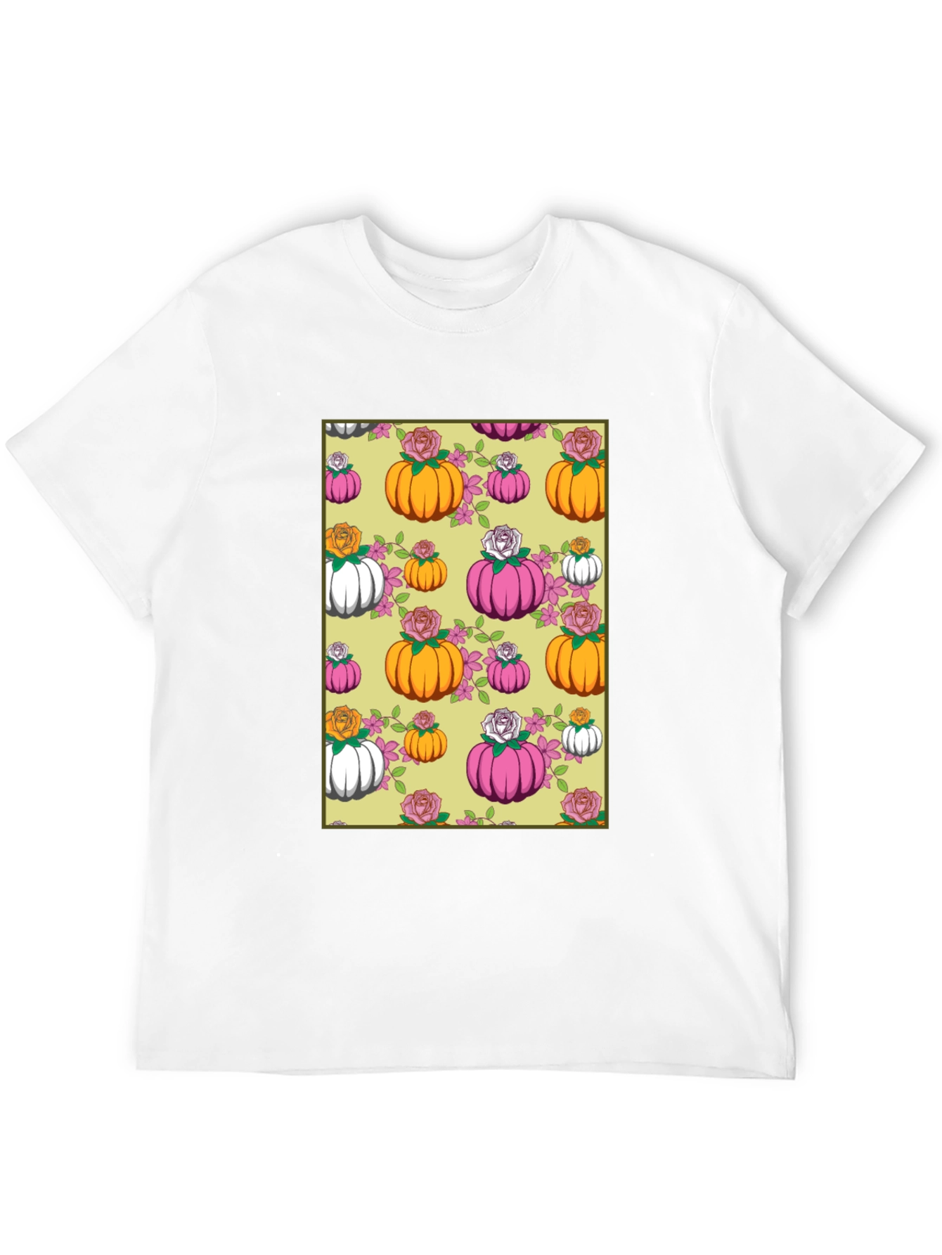 Pumpkin & Rose Patterned T-Shirt