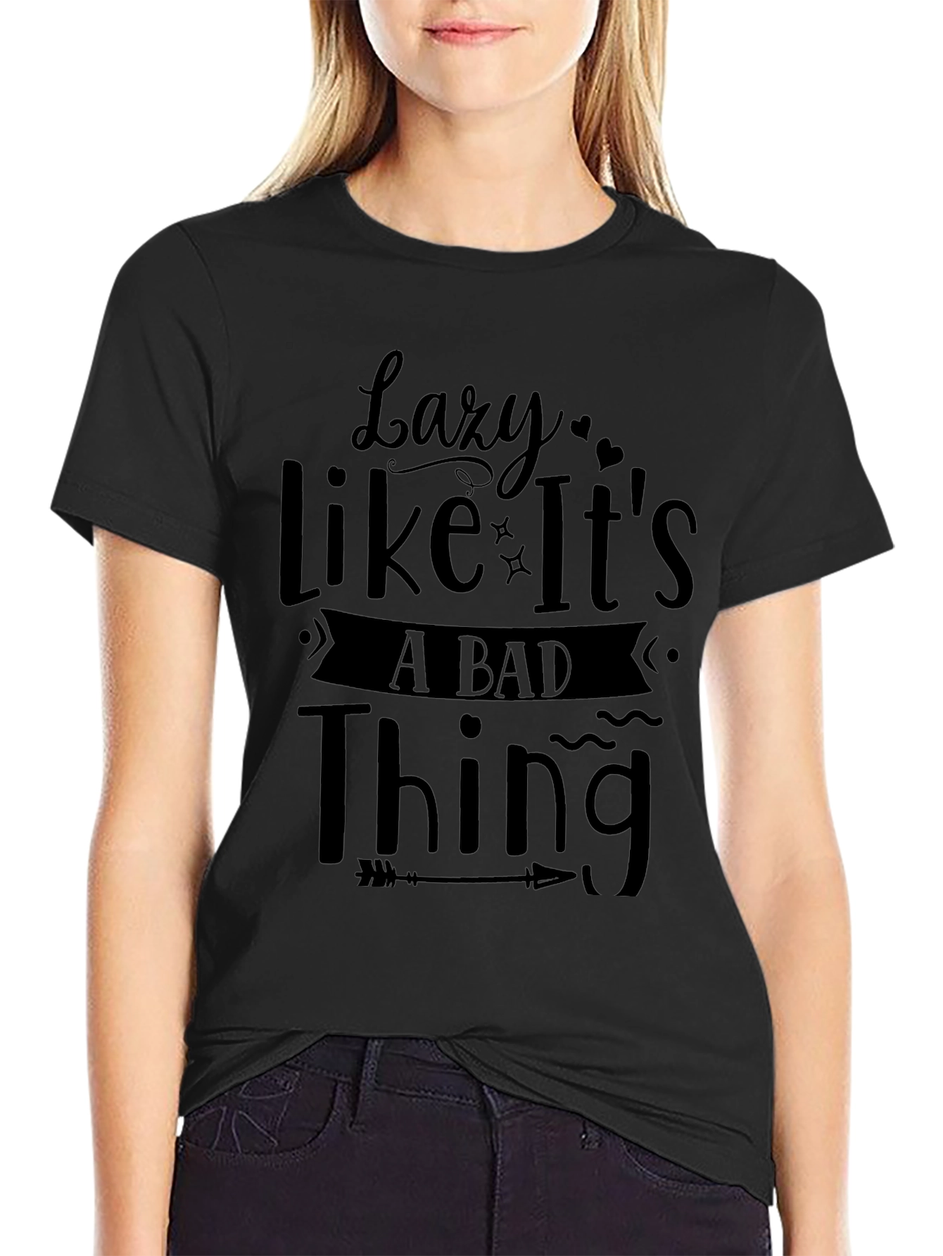 Lazy Like Its a Bad Thing Black Graphic Tee