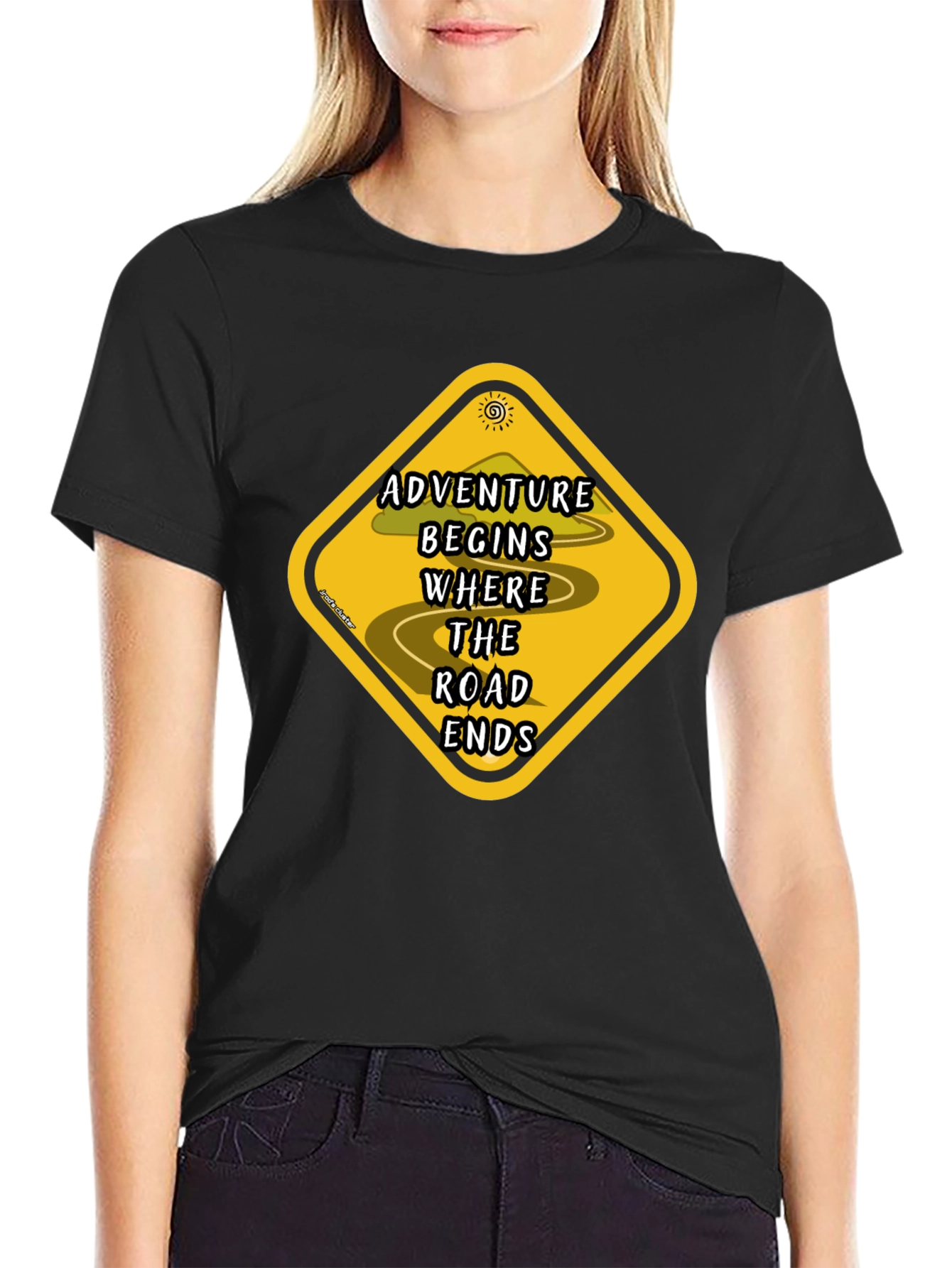 Adventure Begins Road Ends Graphic T-Shirt