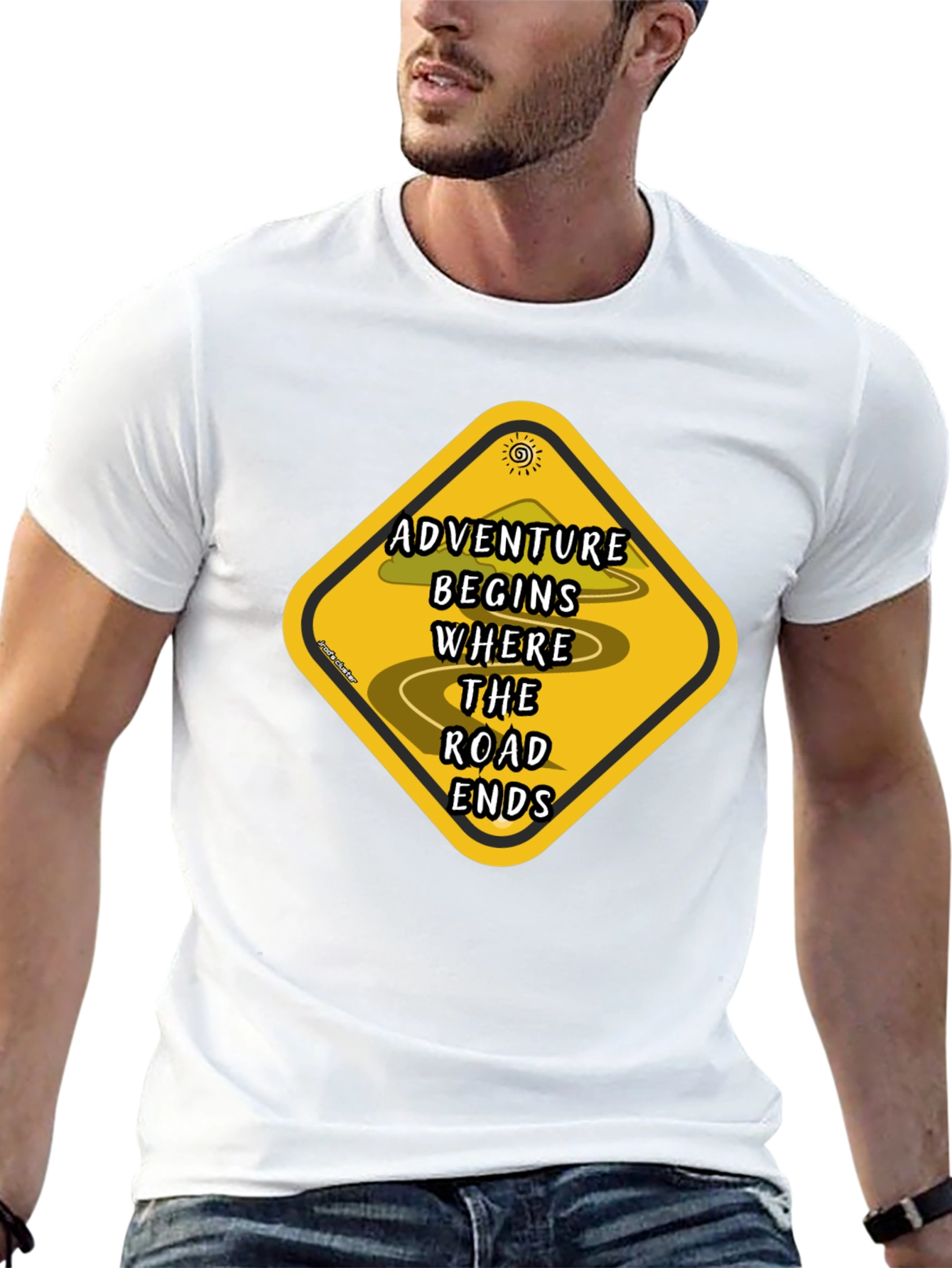 Adventure Begins Road Ends Graphic T-Shirt