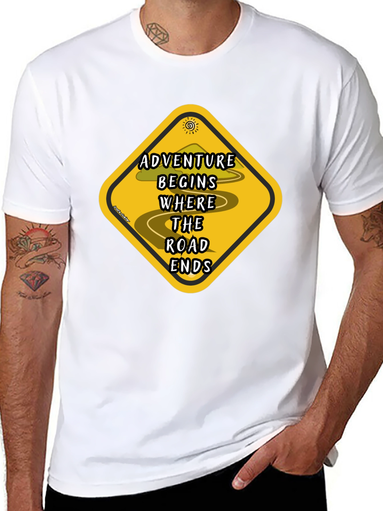 Adventure Begins Road Ends Graphic T-Shirt