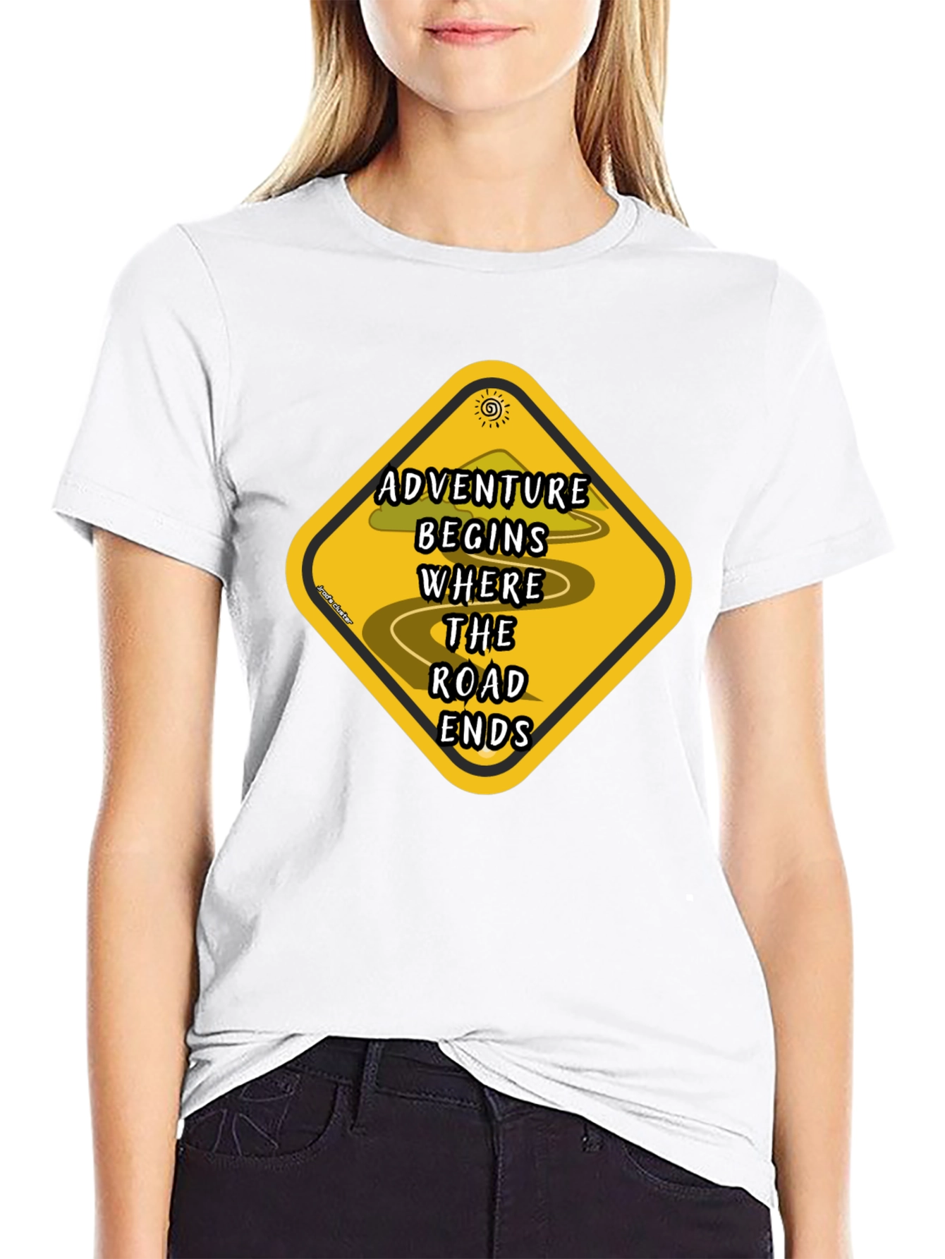 Adventure Begins Road Ends Graphic T-Shirt