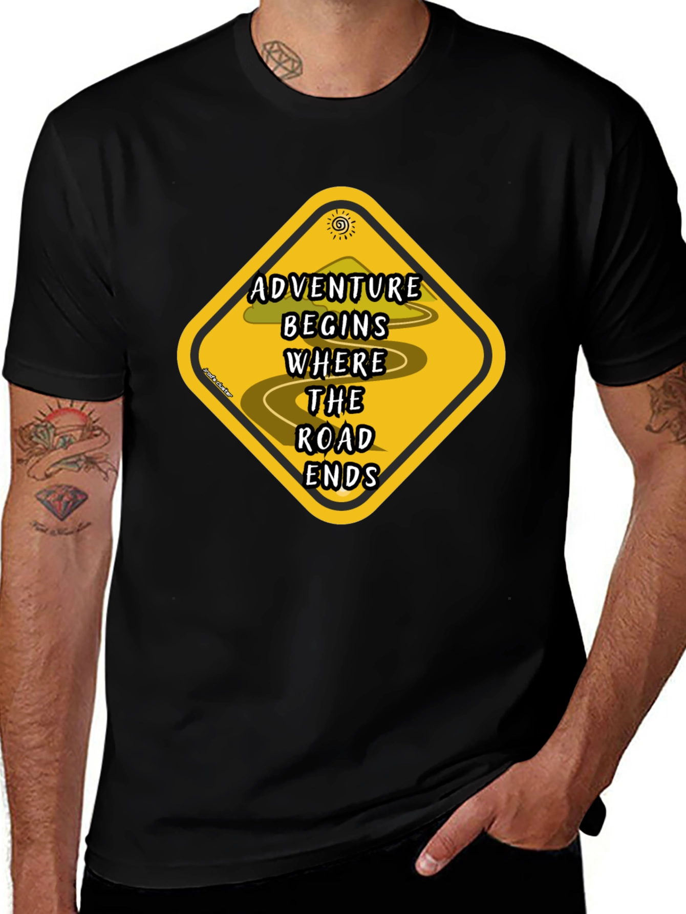 Adventure Begins Road Ends Graphic T-Shirt