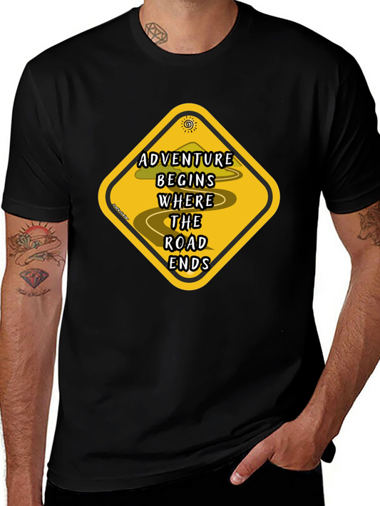 Adventure Begins Road Ends Graphic T-Shirt