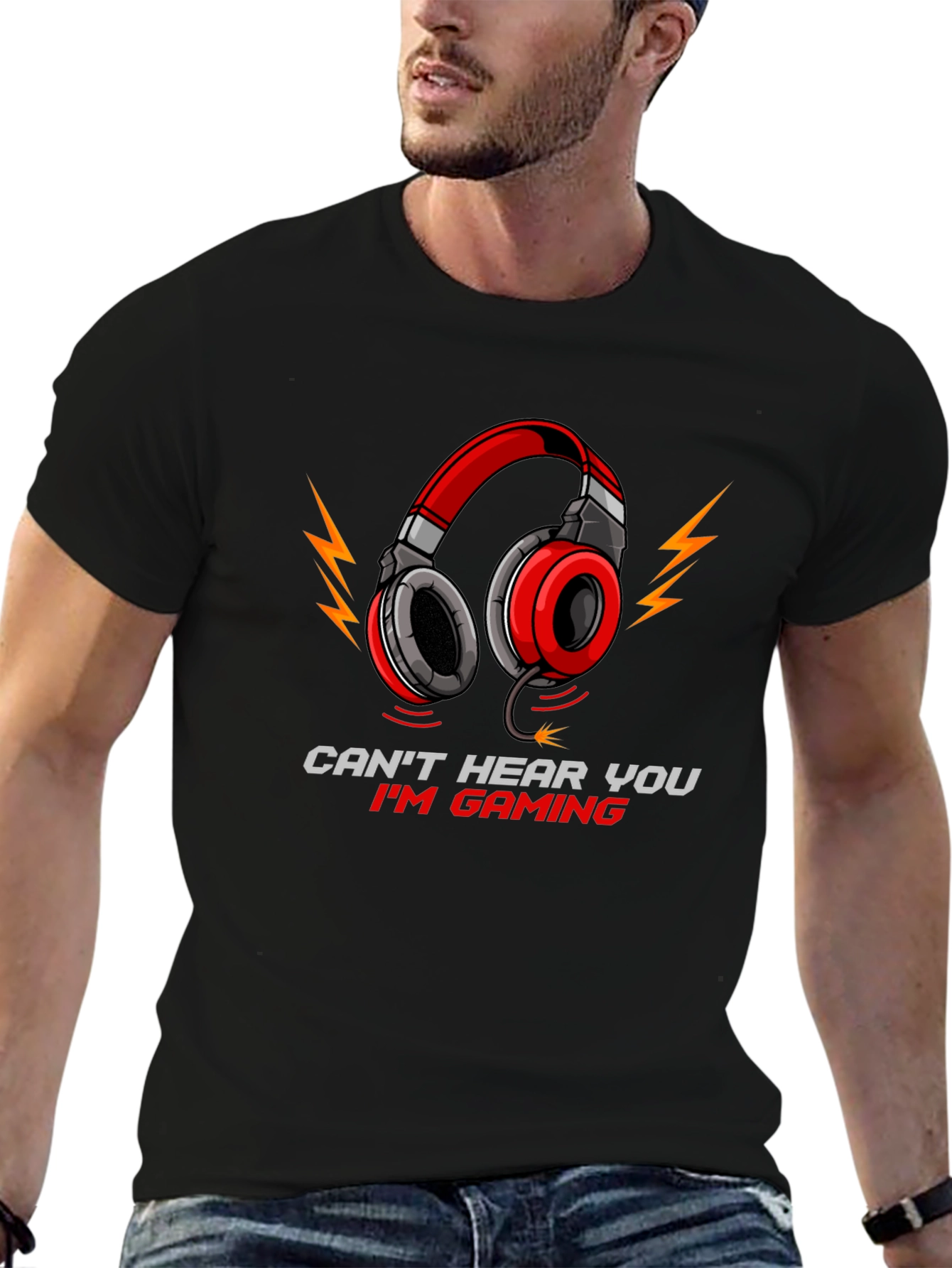Gamer Headphone T-Shirt - Cant Hear You Im Gaming