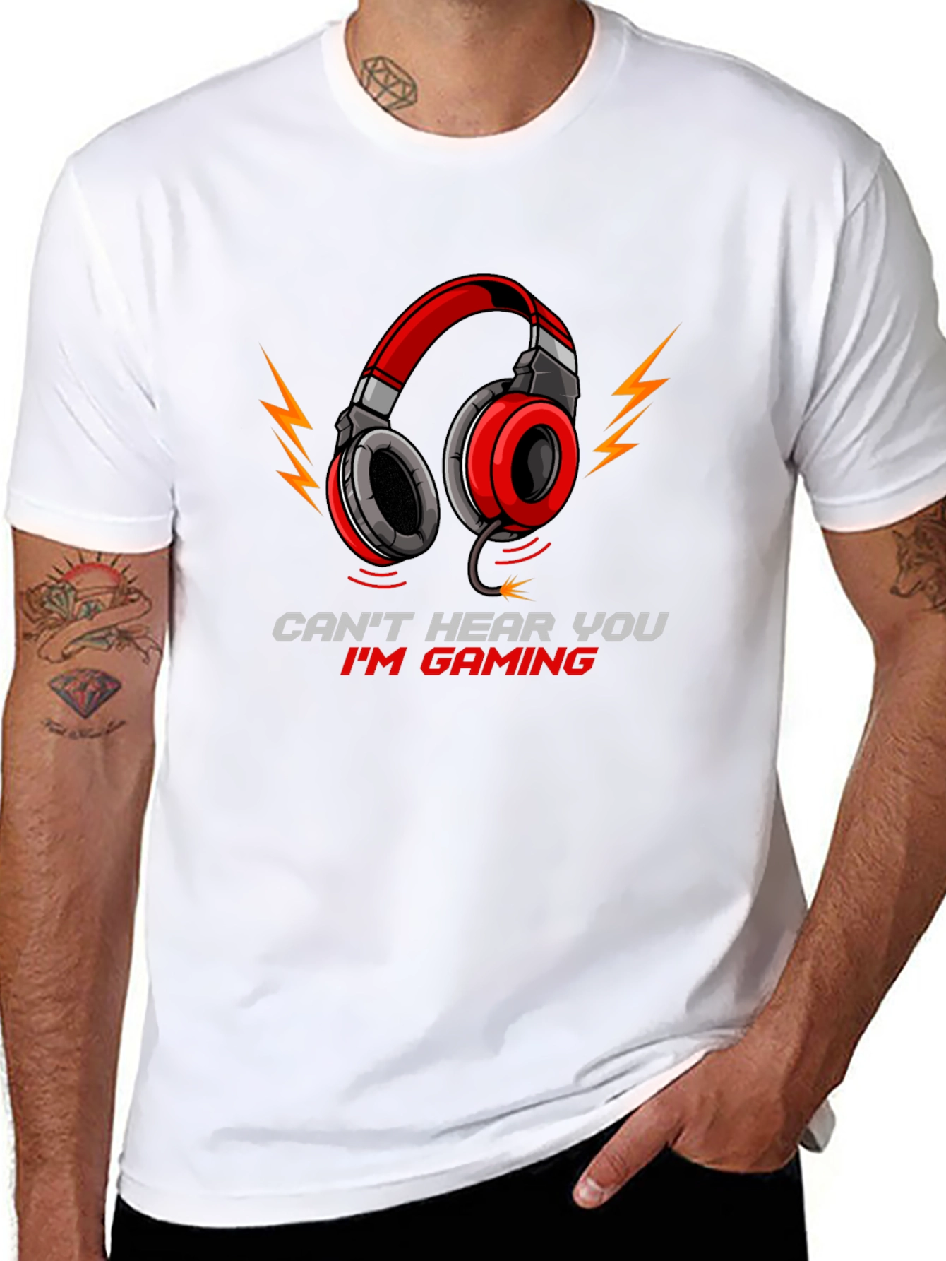 Gamer Headphone T-Shirt - Cant Hear You Im Gaming