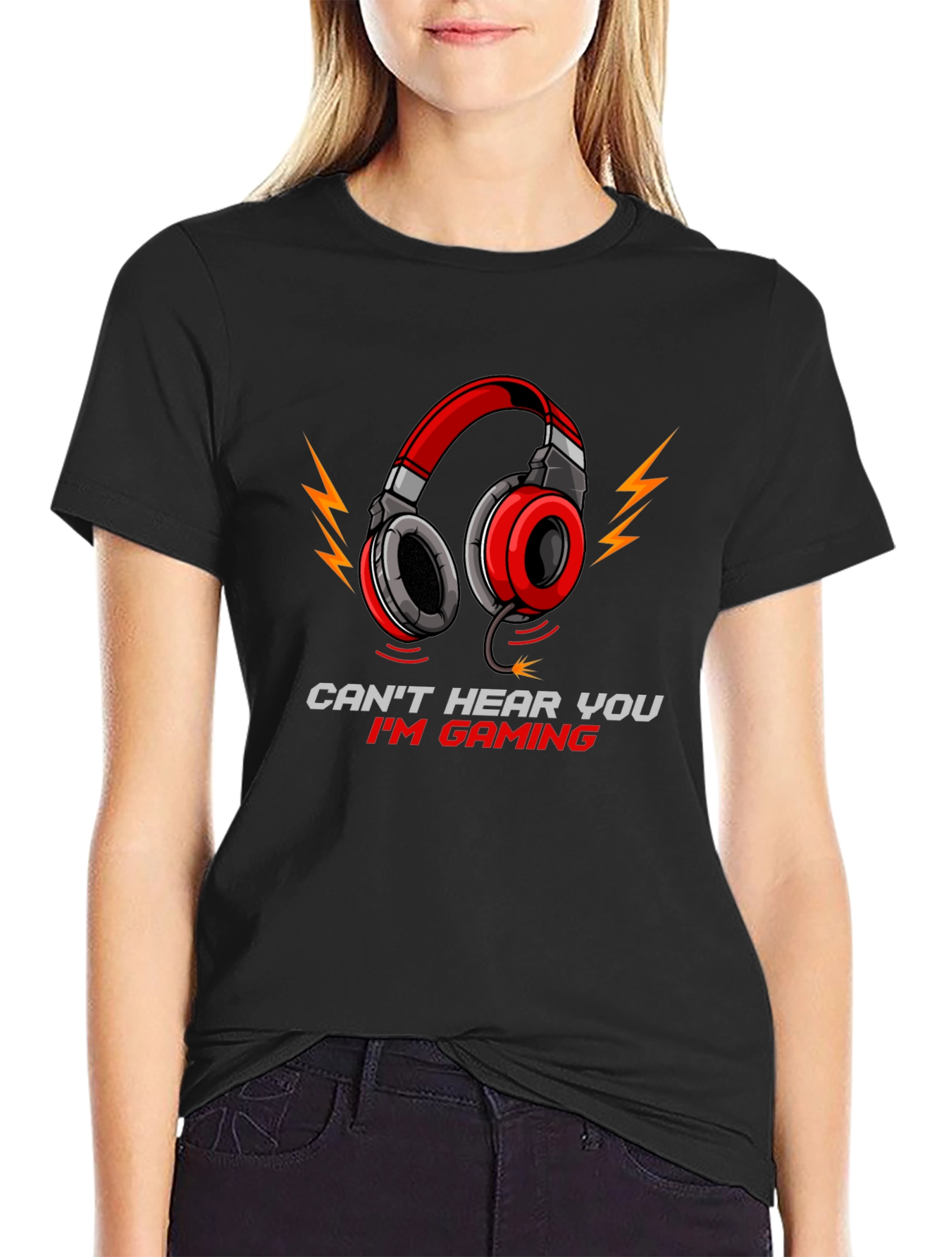 Gamer Headphone T-Shirt - Cant Hear You Im Gaming