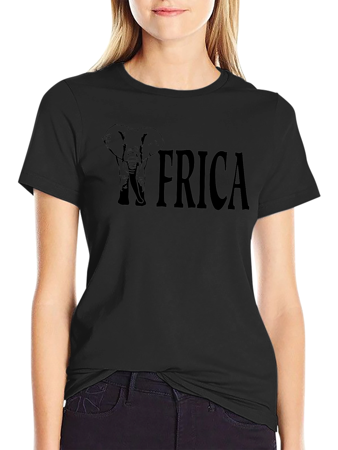 Africa Elephant Graphic Black T-Shirt