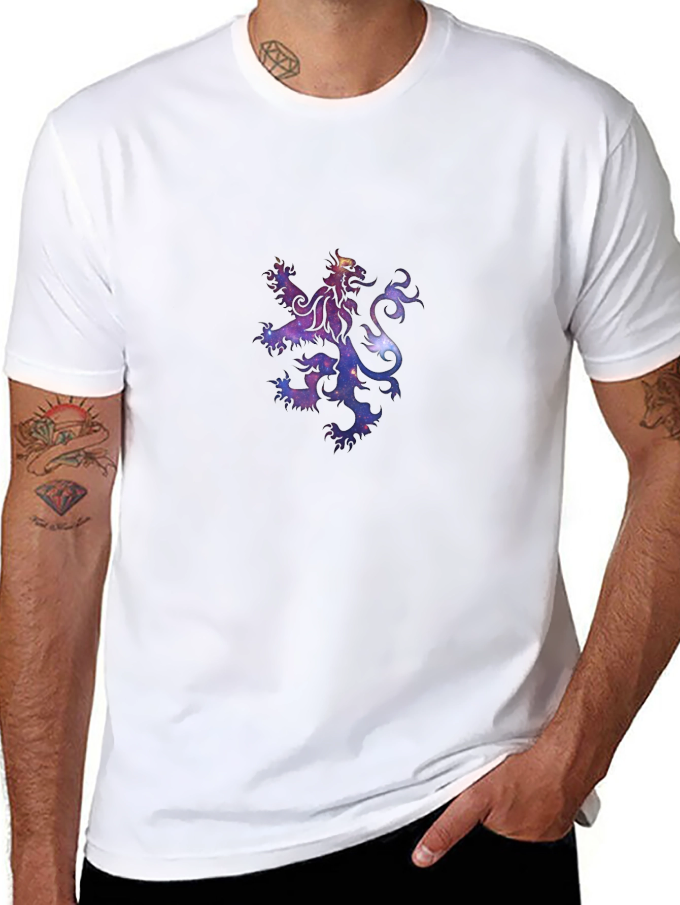 Galaxy Lion Crest Black T-Shirt