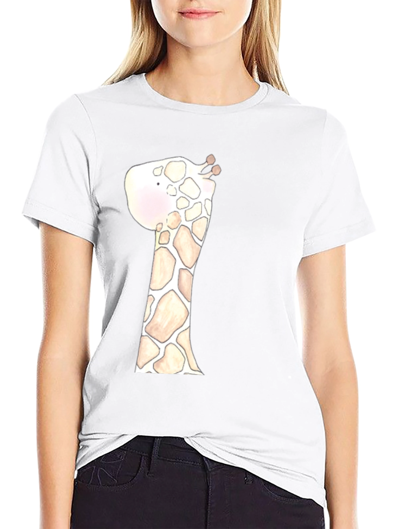Giraffe Graphic Tee - Black Cotton Casual Shirt