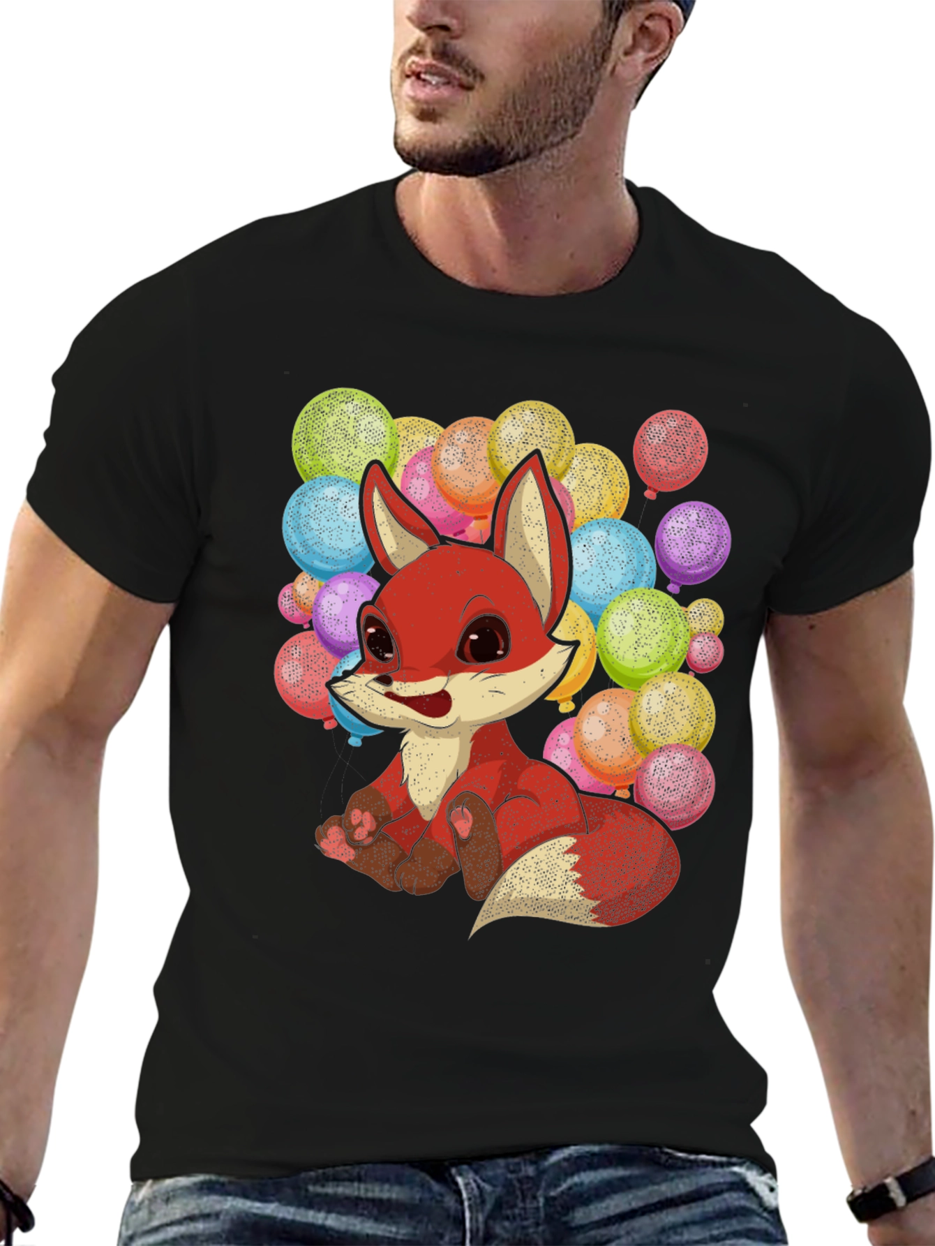 Cute Fox with Balloons Graphic T-Shirt