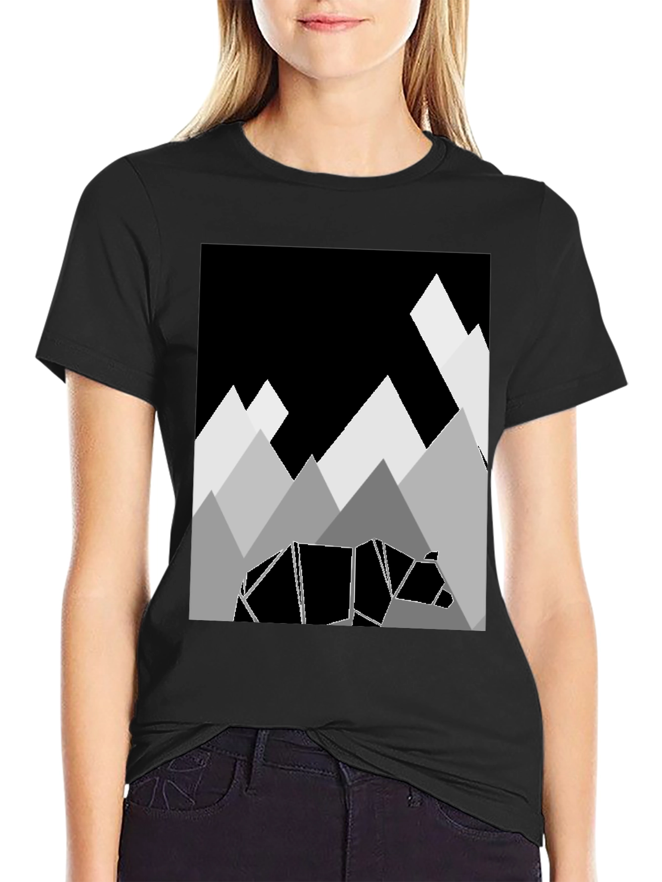 Geometric Bear & Mountain Graphic Tee