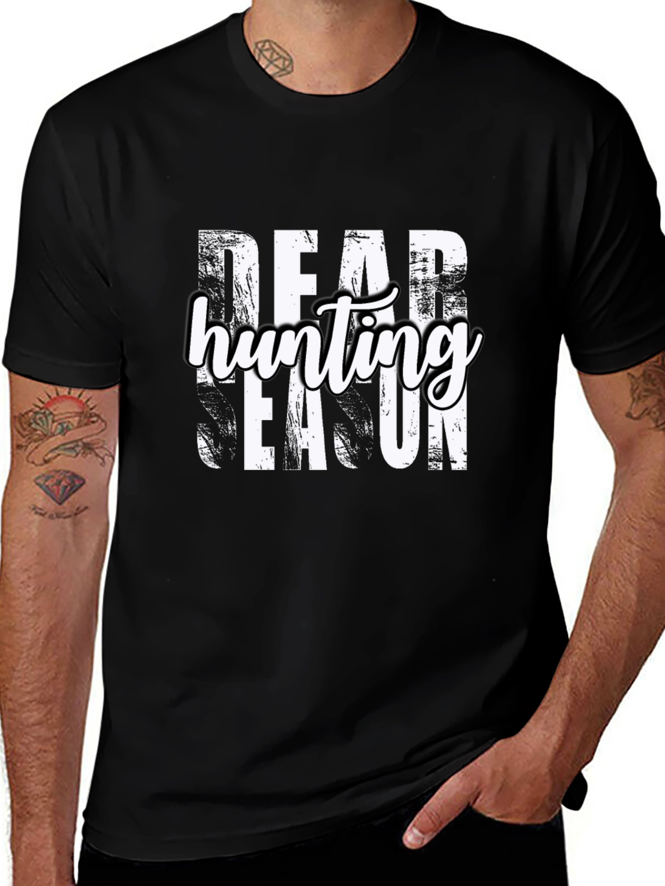 Dear Hunting Season Black Graphic Tee