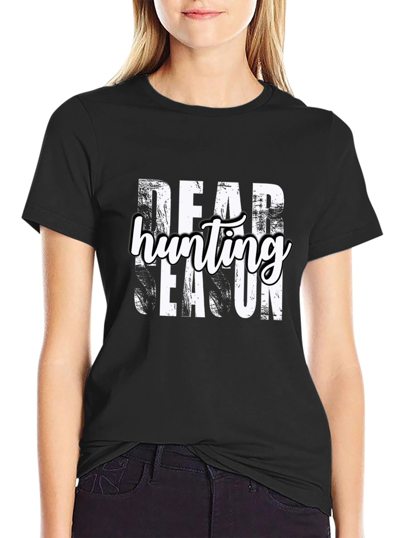 Dear Hunting Season Black Graphic Tee