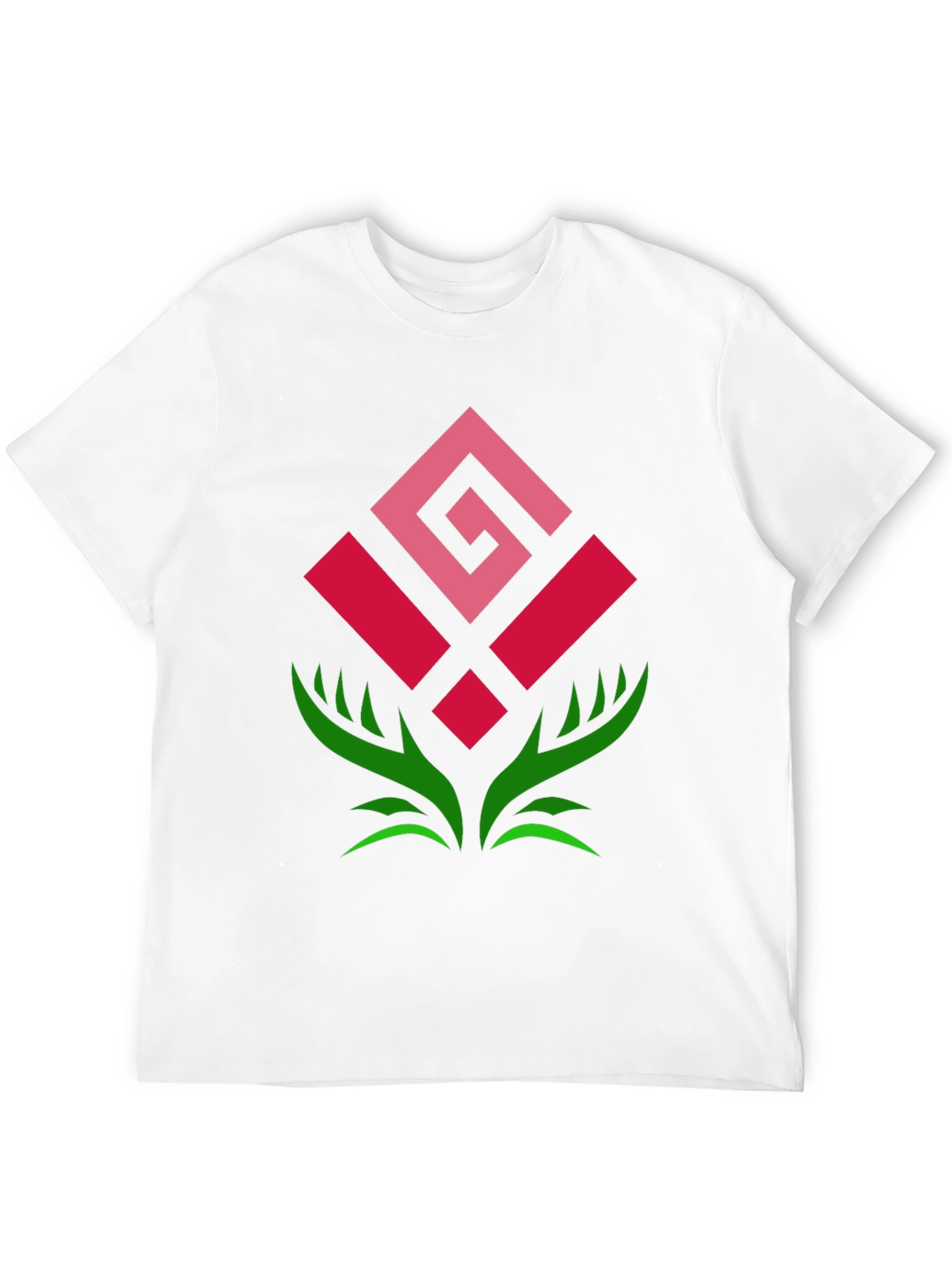 Geometric Rose Graphic Tee - Modern Floral Design