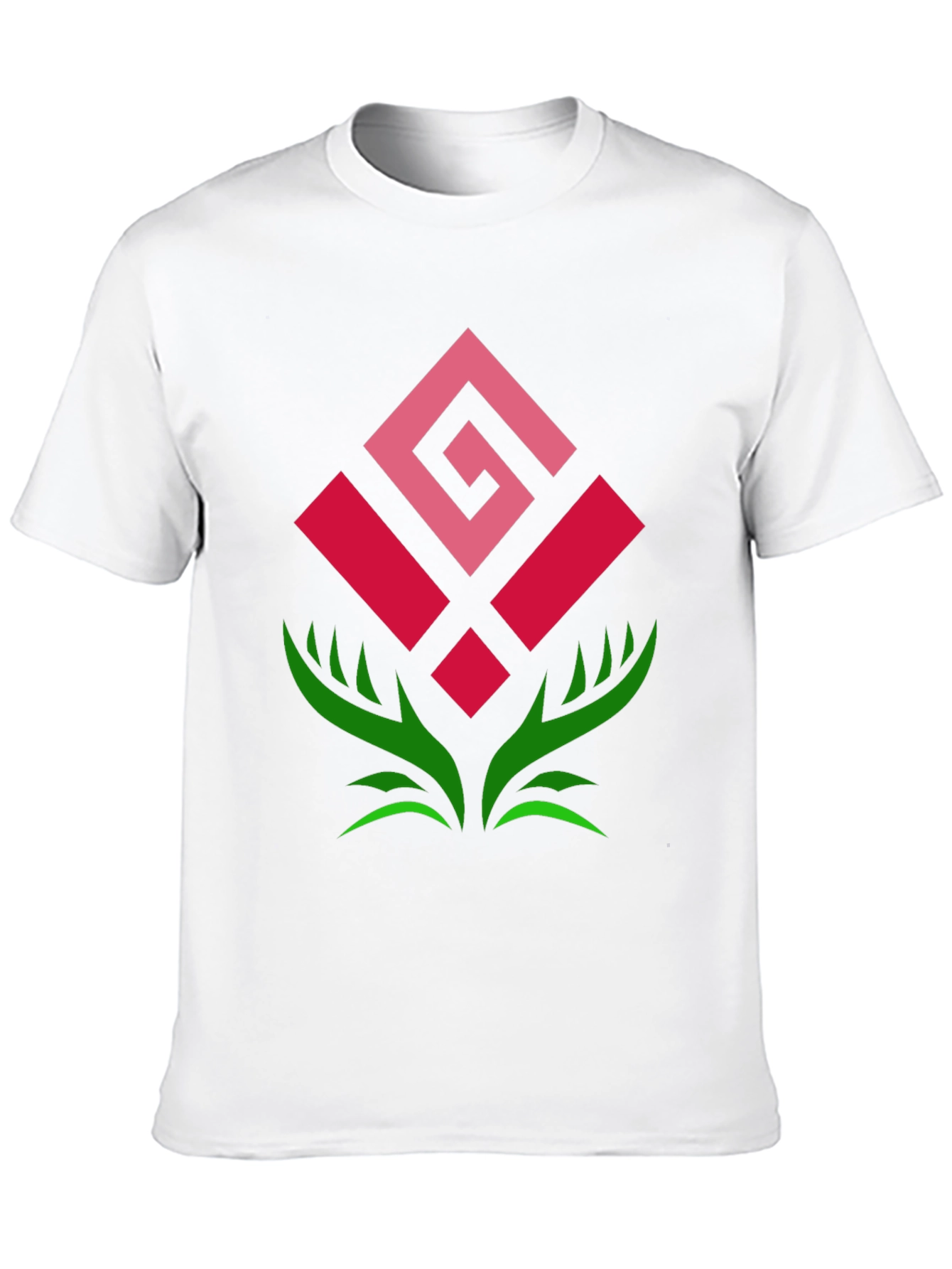 Geometric Rose Graphic Tee - Modern Floral Design
