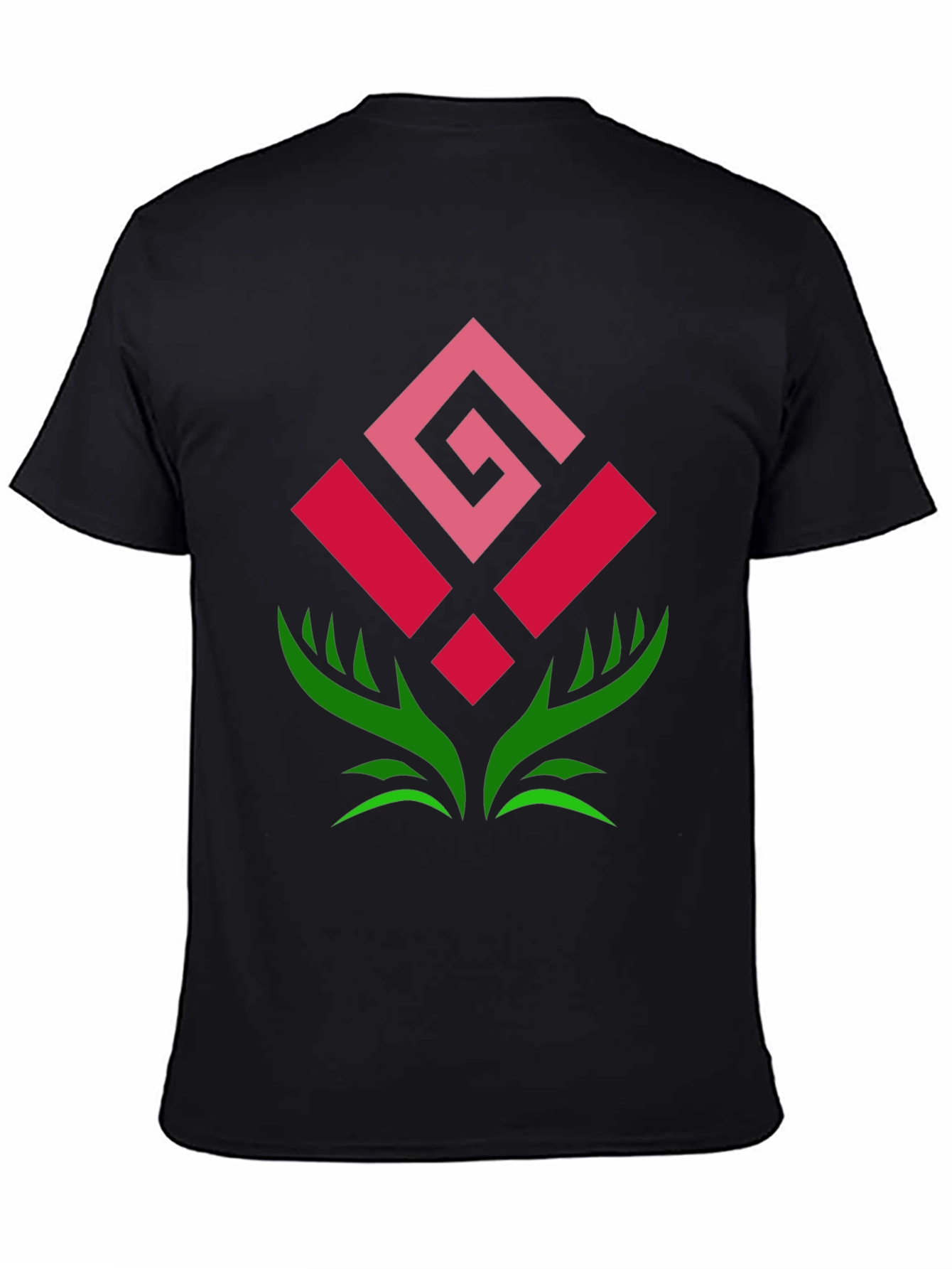 Geometric Rose Graphic Tee - Modern Floral Design