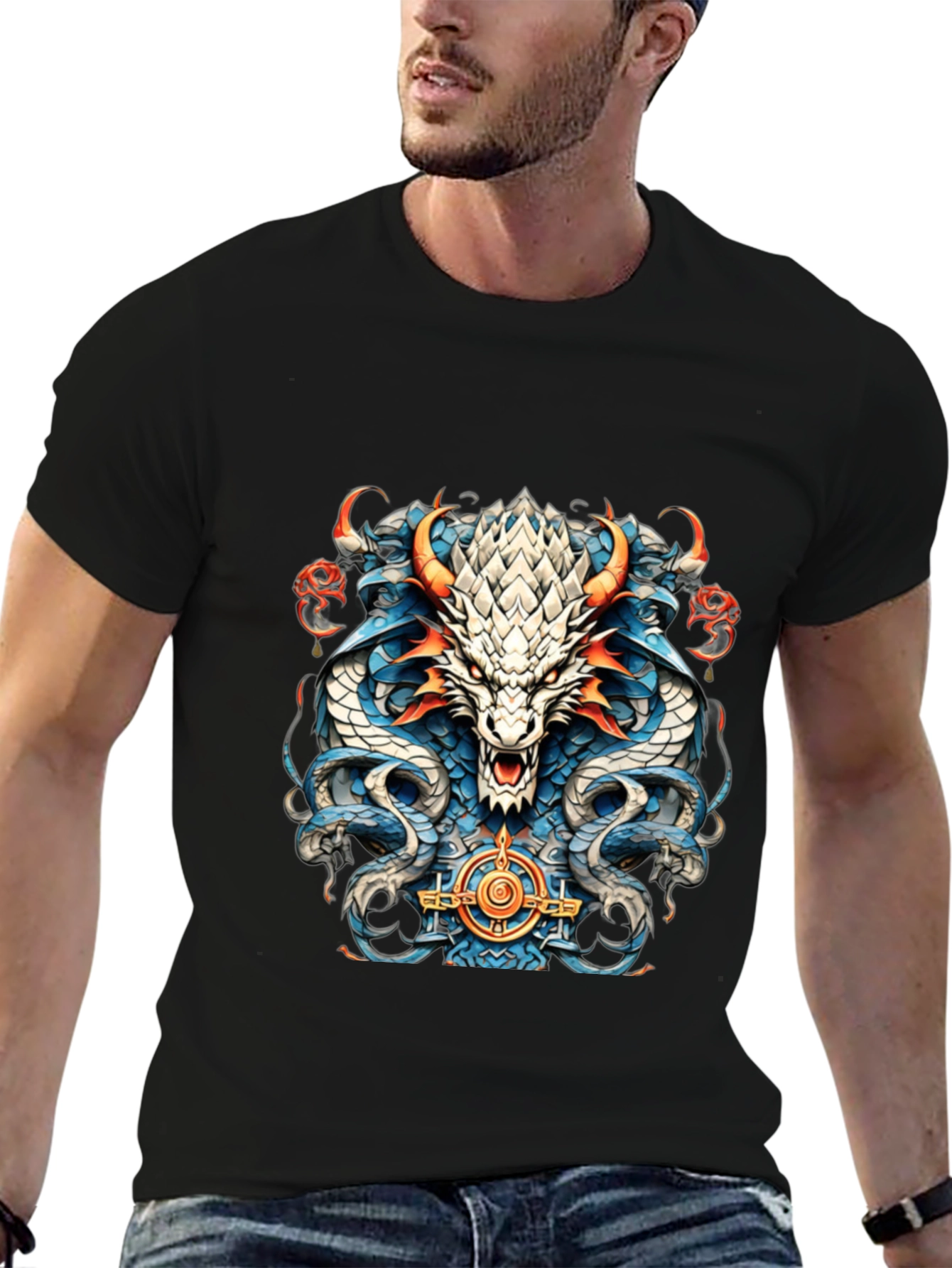 Dragon Graphic T-Shirt - Mens Black Tee