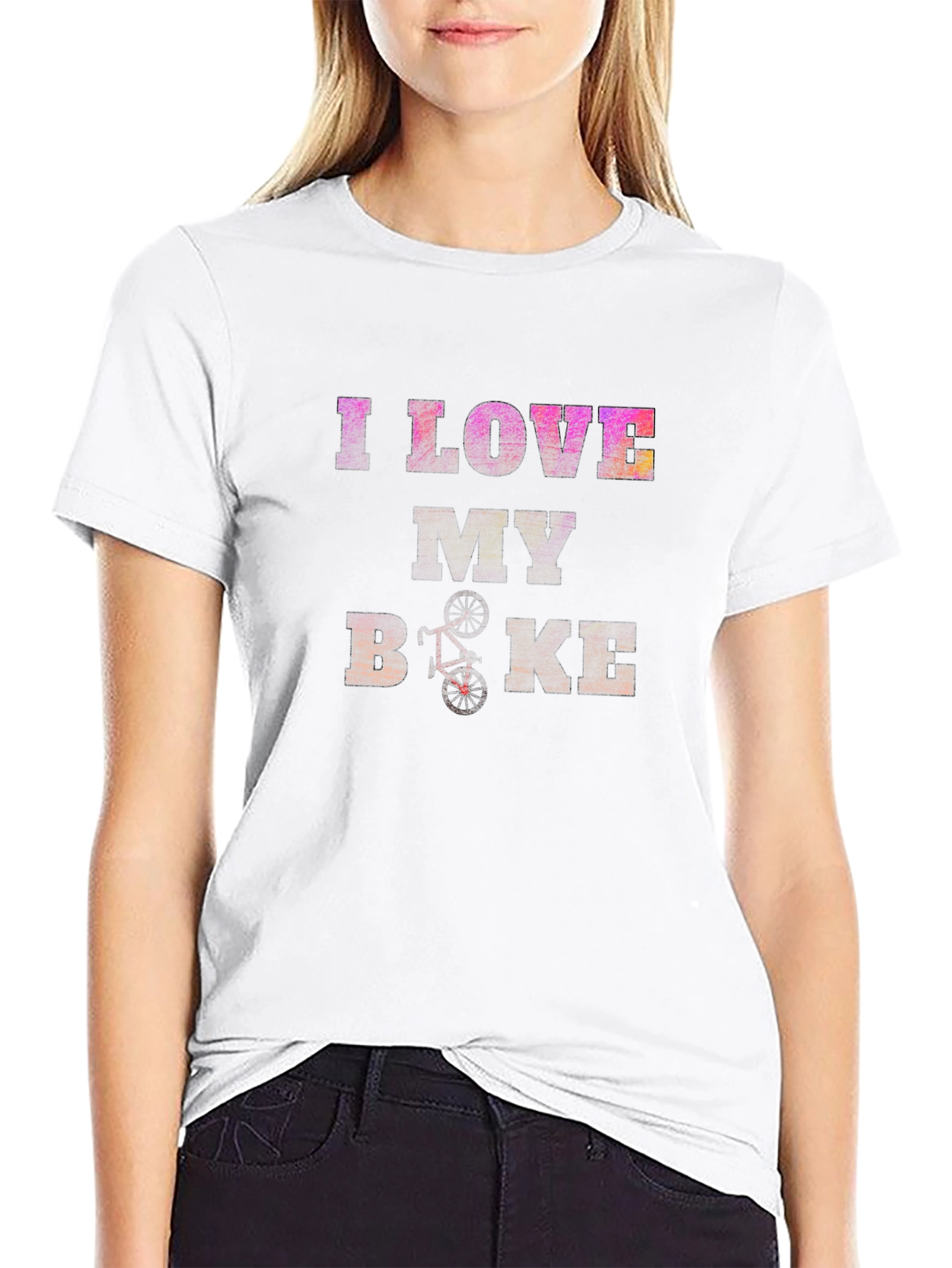 I Love My Bike Graphic Print Black T-Shirt