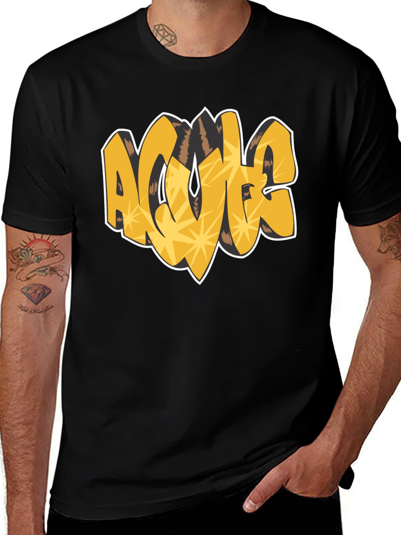 ACME Graffiti Style Graphic T-Shirt - Black